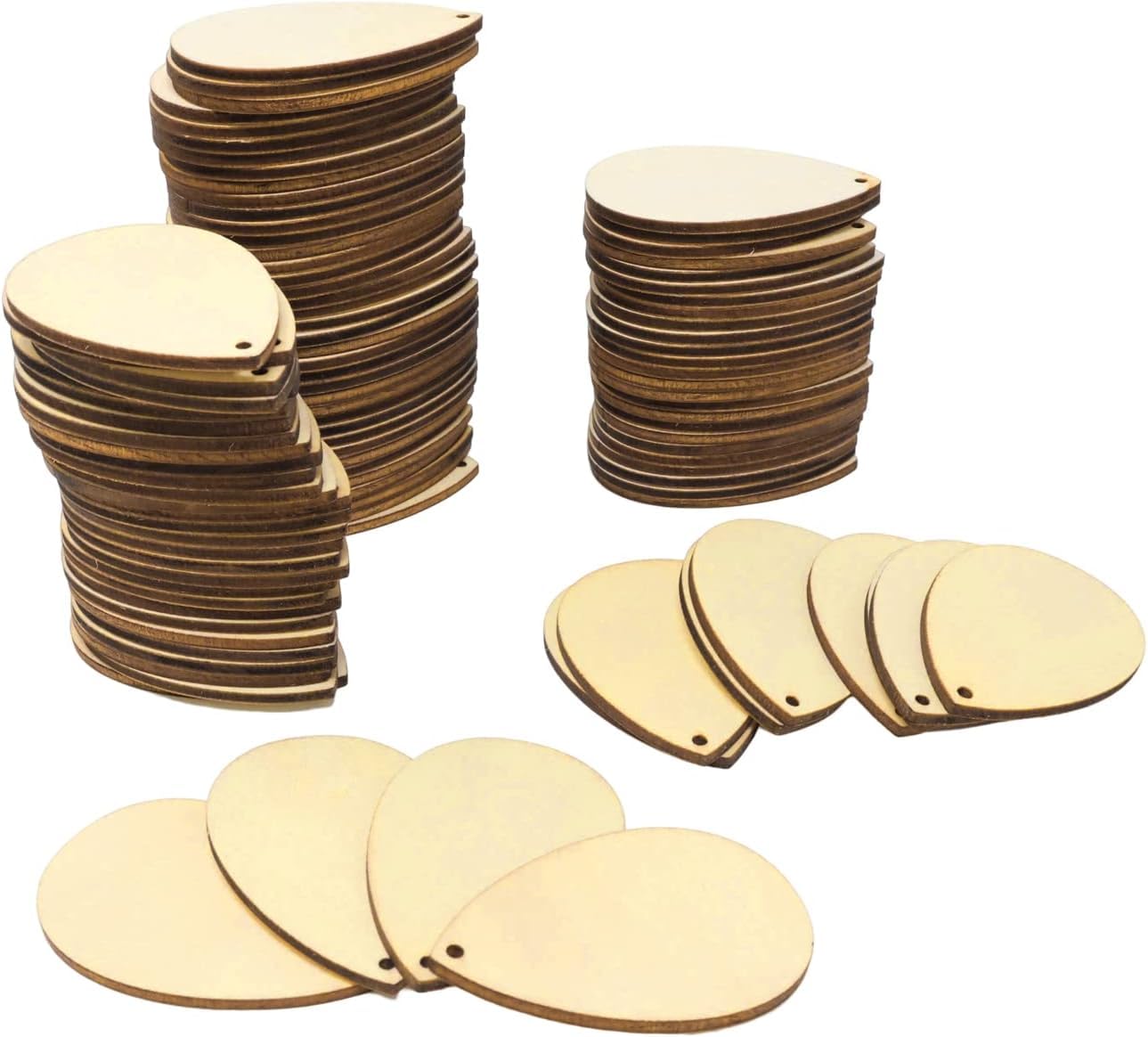 100 PCS Wooden Teardrop Earring Pendants – Unfinished Wood Hanging Ornaments