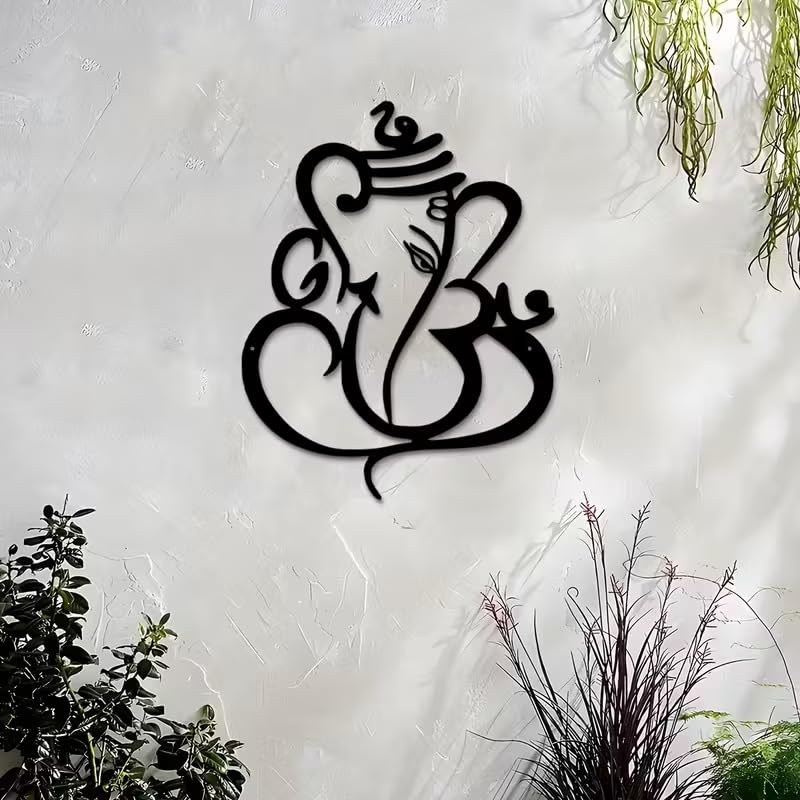 Ganesha Wooden Wall Art Hindu God Ganesha Decor | Modern Indian Spiritual Wall Hanging for Home, Office, Temple