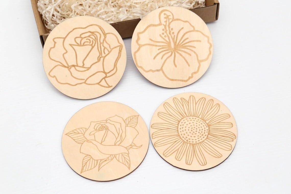 Haoser Wooden Flower Painting kit, Wooden Coaster Paint Kits for Adults Kids, DIY Kit for Birthday Gift, Wooden Mandala Painting Kit | Tea Coasters Art and Craft Kit for Kid Coaster DIY Kit Set - Haoser
