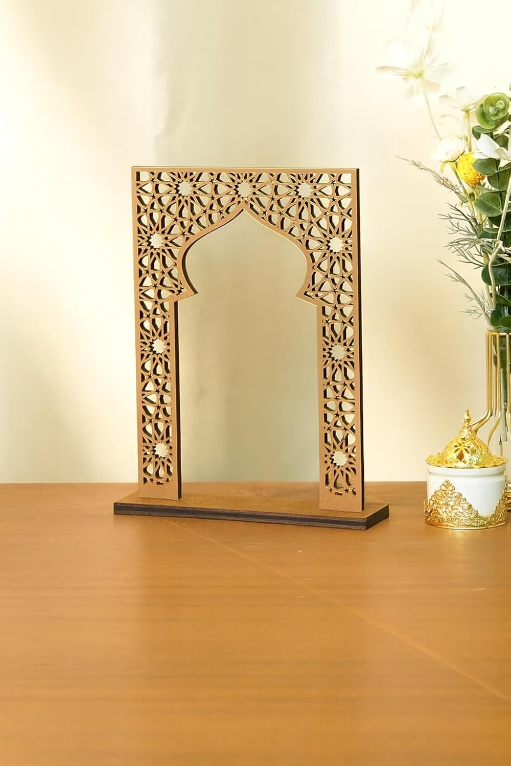 Eid Mubarak Wooden Ornament – Ramadan Arch MDF Tabletop Decor