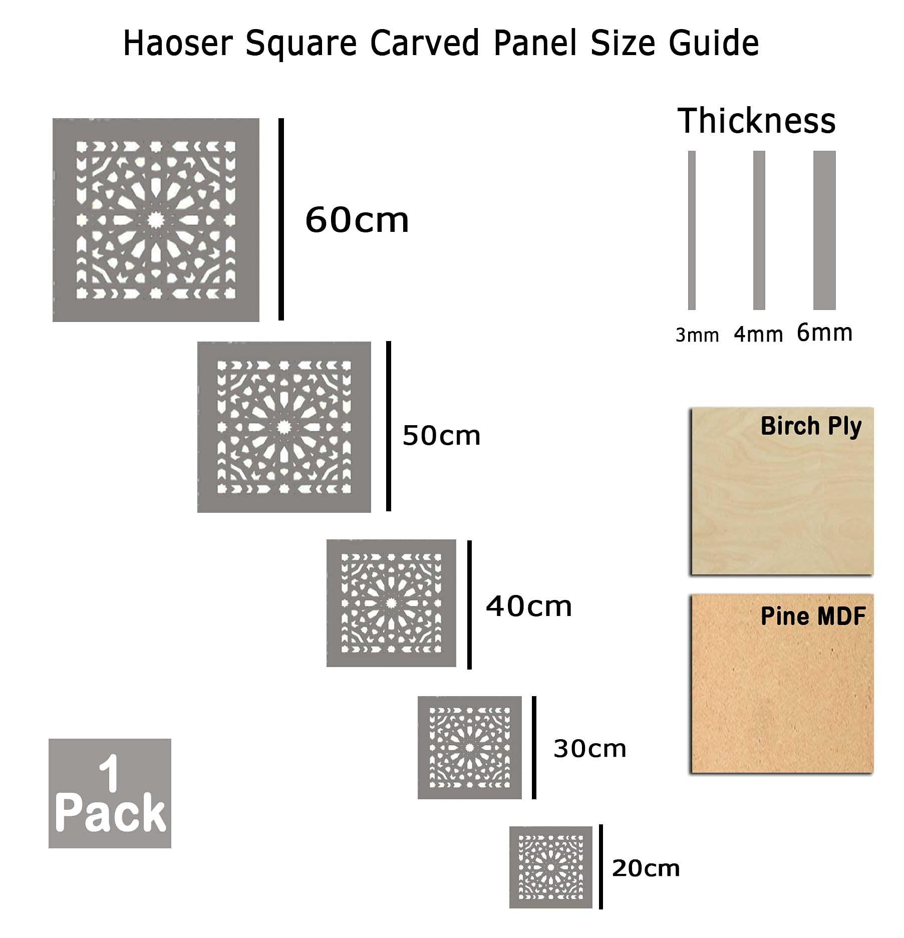 Haoser Birch Ply-3mm Wooden Panel for Room Divider/Partition, Wall Decor Pack of 1 Geometric Laser Cut Carved Panel  (Panle-13) - Haoser