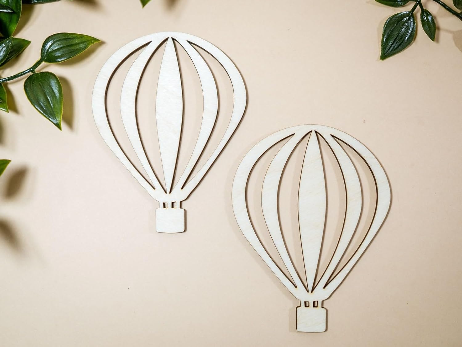 2 Pcs Wooden Hot Air Balloon Cutouts for DIY Craft | Unfinished Balloon Shape for Painting