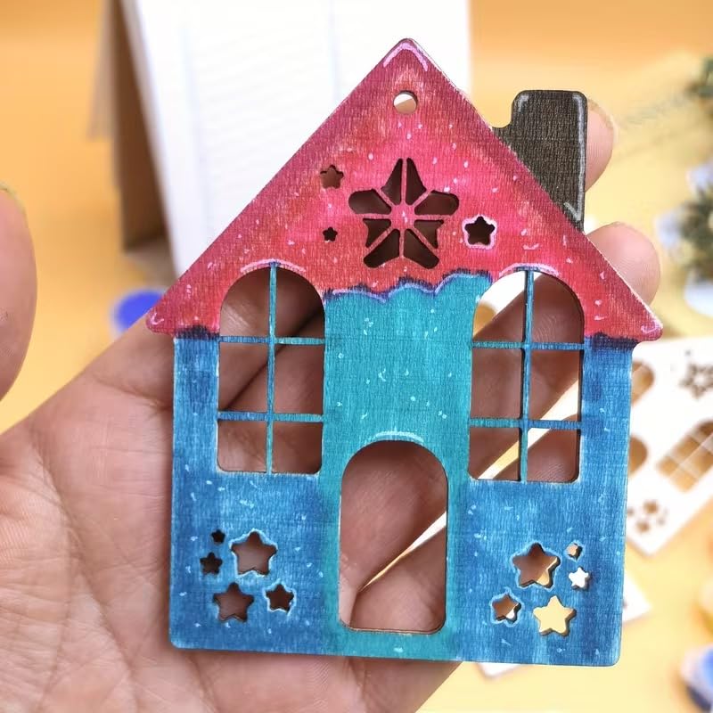 10 Pcs Pine MDF Wooden Craft Pieces for DIY Painting, Gift Wrapping & Festive Decorations