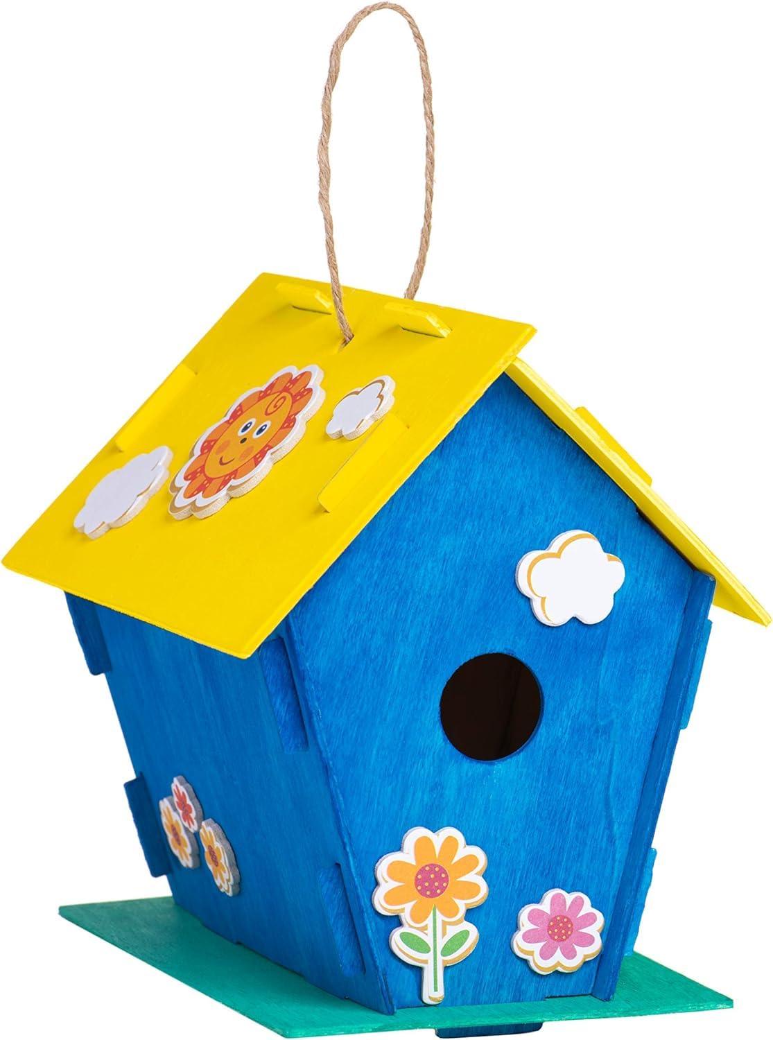 Haoser DIY Wooden Birdhouses - Creative Arts and Crafts Set for Kids and Adults - Unfinished Wood Birdhouse Kits with Paint kit, Brushes- Build Your Own Bird Houses-Pack of 2 - Haoser