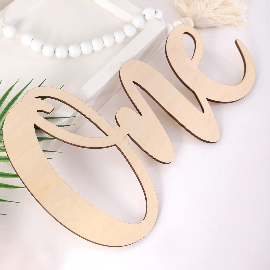 Curious Button Unfinished Wooden One Letter Banner Perfect for First Birthday Photo Shoots, Cake Smashes, Photo Props, Wooden One Letter Cutout for Boys or Girls - Haoser