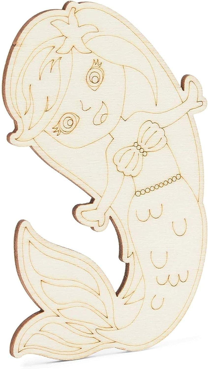 Haoser 24 Pieces Unfinished Sea Creatures Wood Cutouts for Crafts, Wooden Ocean Animals,Kids Art and Craft kit(Turtle, Seahorse, Starfish, Mermaid) Return Gifts for Kids - Haoser