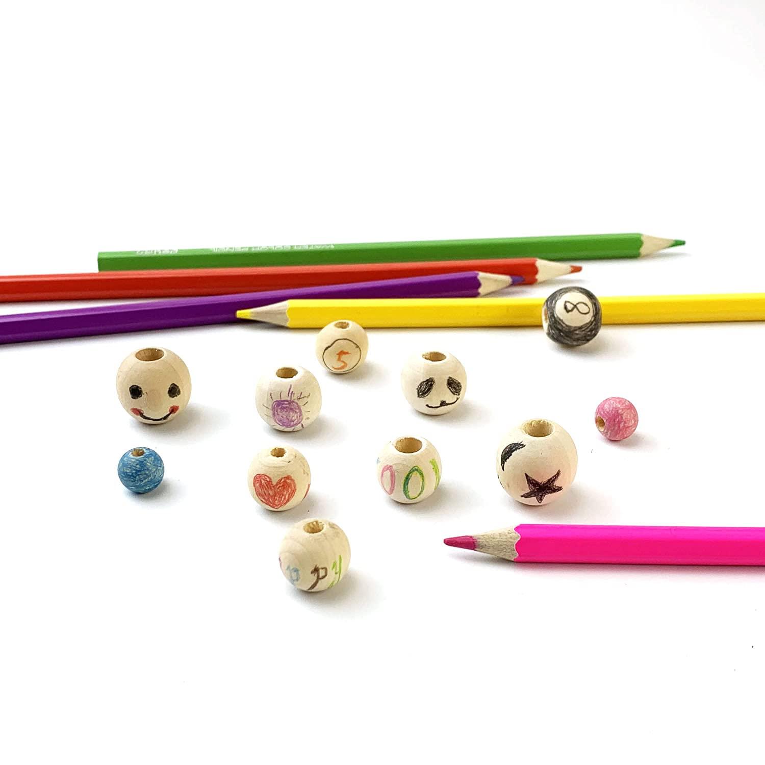 Aqueens 100pcs 14mm Wood Beads Unfinished Round Wooden Loose Beads Natural Wood Spacer Beads for Craft Making