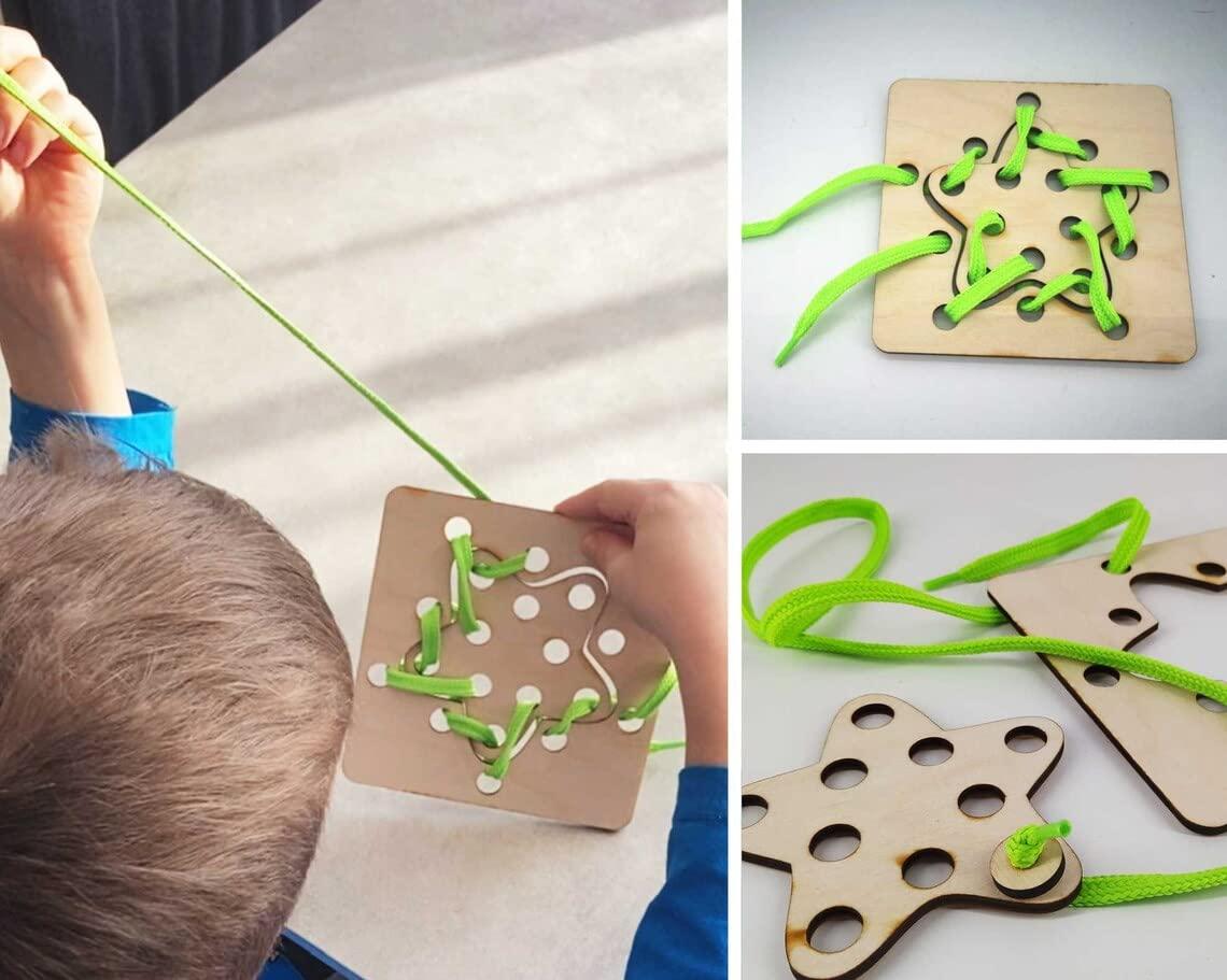 Haoser Sewing Toys,Lacing Activity for Kids, Educational and Learning Montessori Activity Baby and Kids, Fine Motor Skill Toys - Haoser