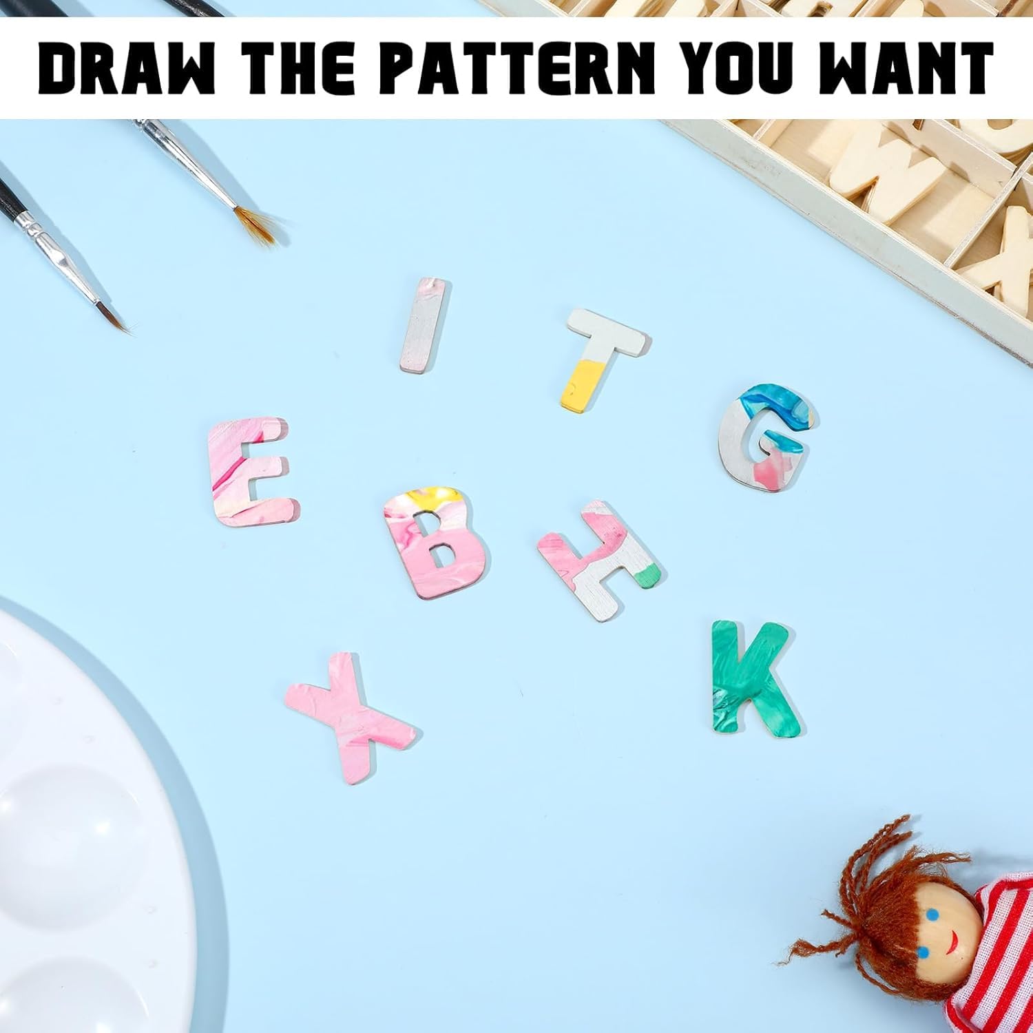 156 Pcs Small Wooden Letters – 3/4-1 Inch Unfinished Wood Alphabet Letters, 6 of Each Capital Letter for DIY Crafts