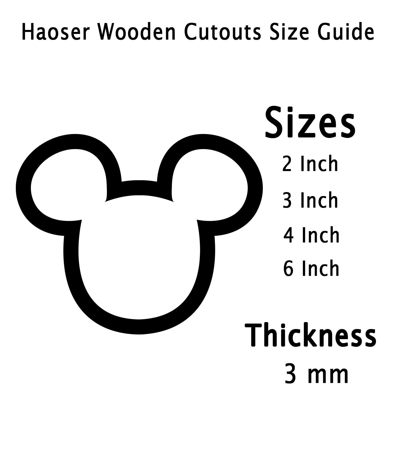 Haoser 3mm Wooden Micky Cutouts for Scrapbooking Arts Crafts DIY Decoration Display Décor - Haoser
