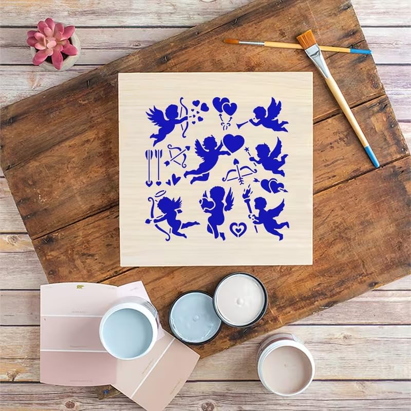 Cupid Love Painting Stencil 6 x 6 Inch | Reusable Craft Stencil | Valentine Cupid Template for Wall Painting