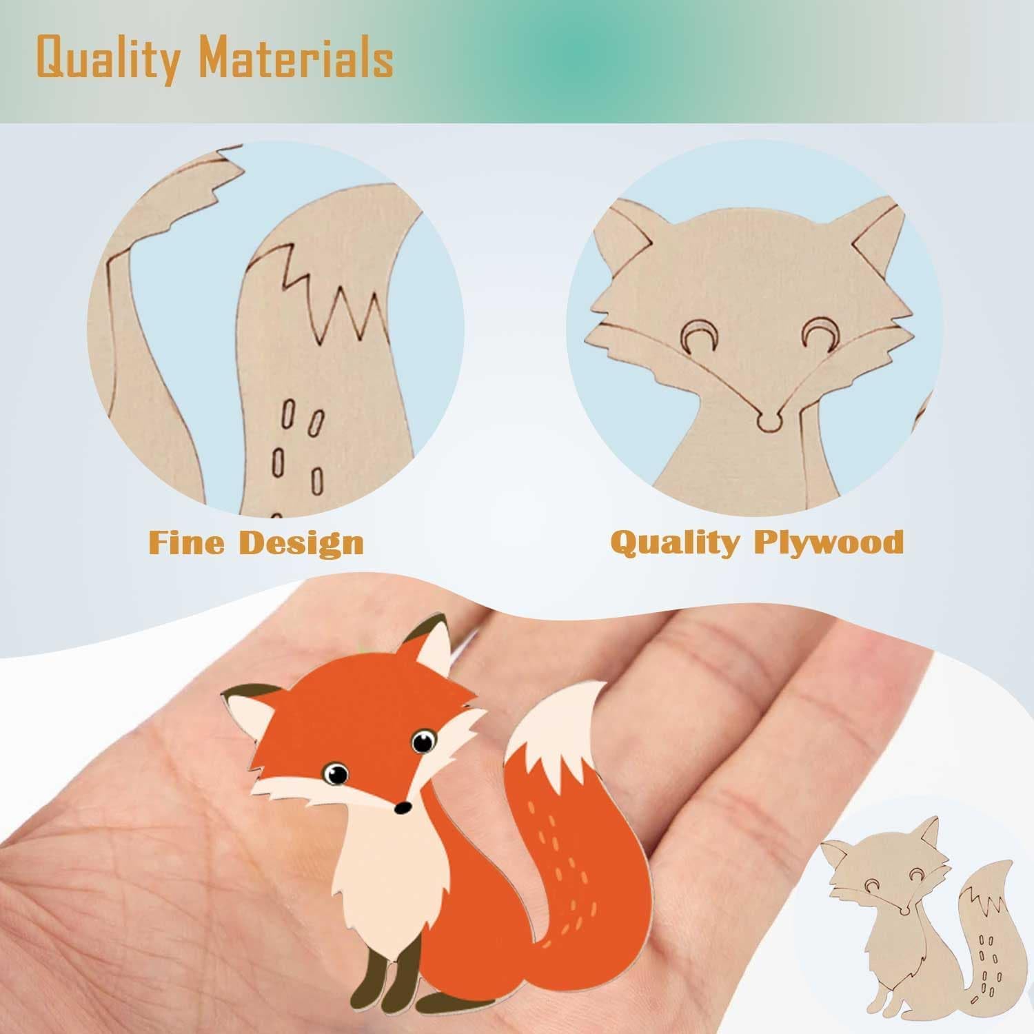 24 Pcs Wooden Jungle Animal Cutouts for DIY Craft | Woodland Animal Shapes