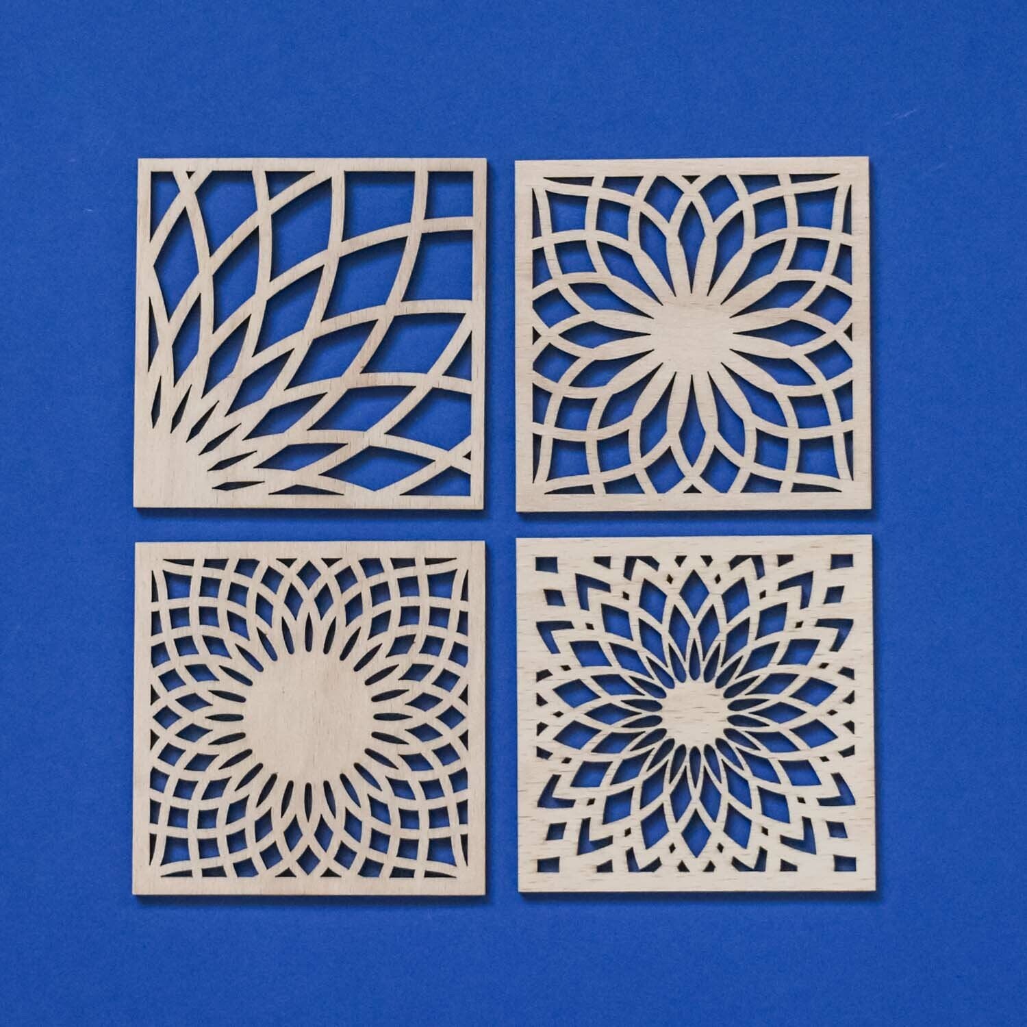 Wooden MDF Pack of 4 Floral | 10 Inch Cup Mats | Decorative Wooden Drink |MDF Table Decor & DIY Craft Cutouts