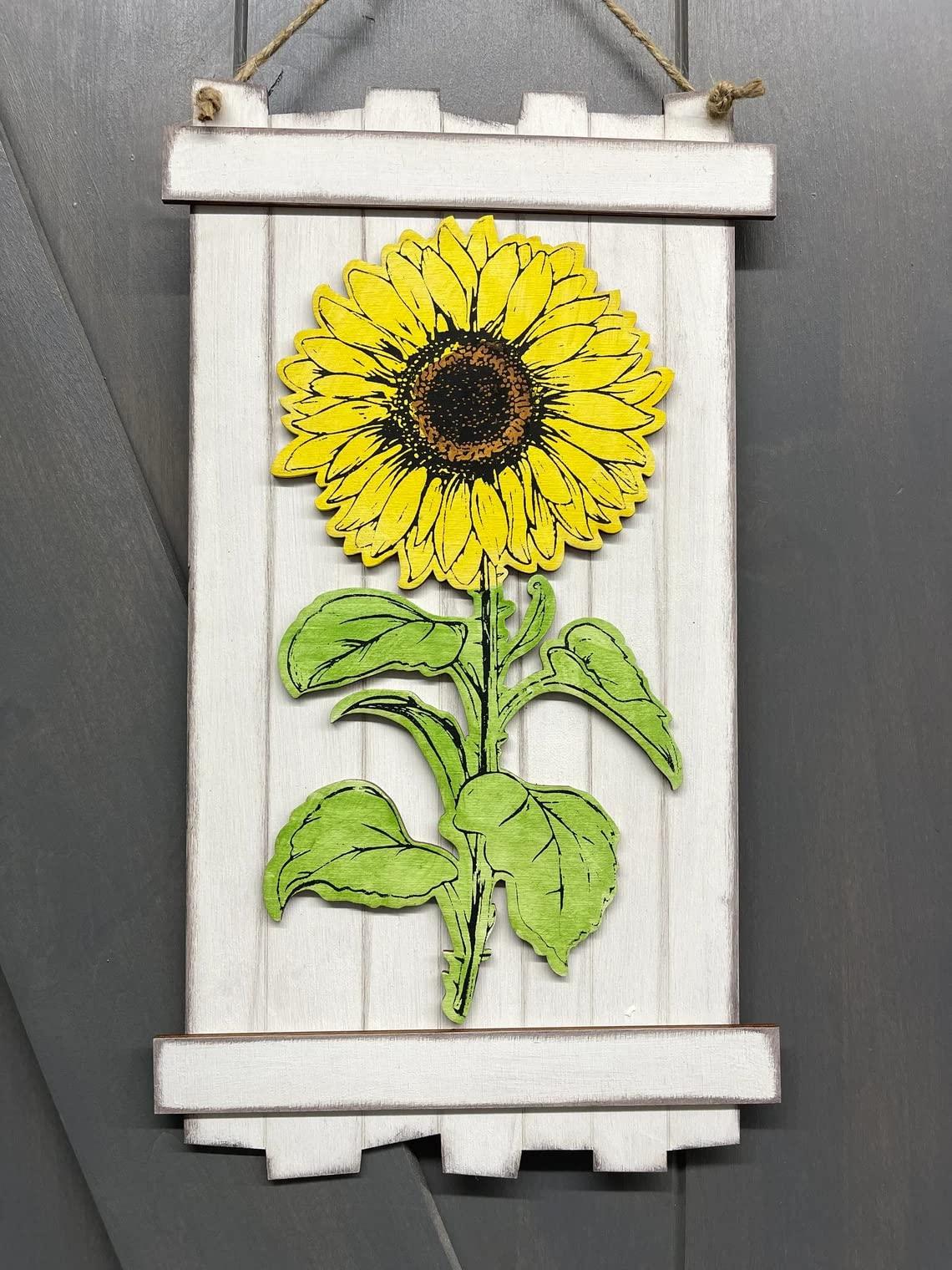 Haoser Sunflower Solid Wood Shape Unfinished Piece Cutout Craft DIY Projects , 5inch Pack of 4 - Haoser