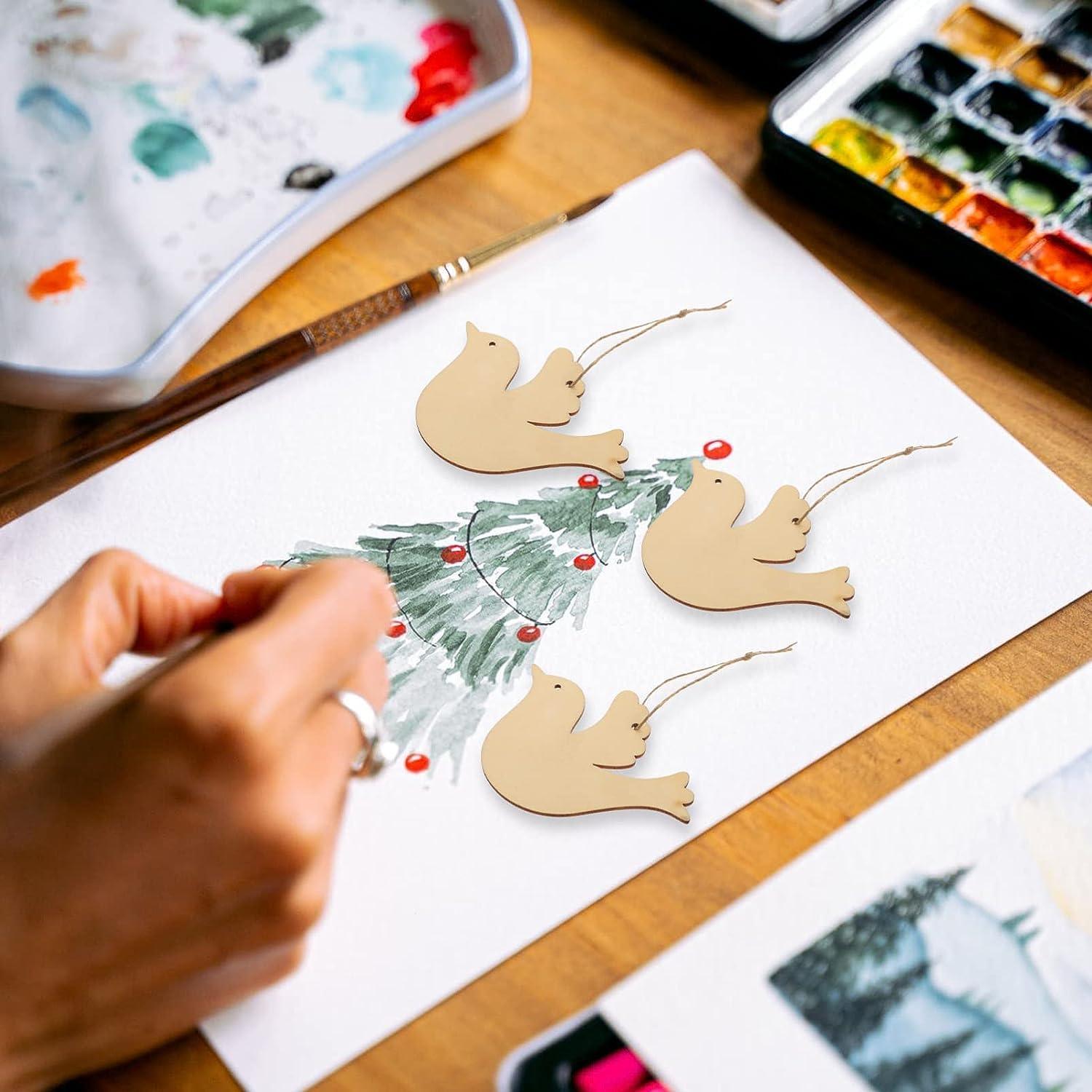 Haoser Wooden Bird Cutouts, Unfinished Wood Birds, Bird Wood Shapes, 12 Piececs Bird Wood DIY Crafts Cutouts,Bird Wood Cutouts,Bird Wood DIY Crafts Cutouts,Hanging Wooden Birds Ornaments - Haoser