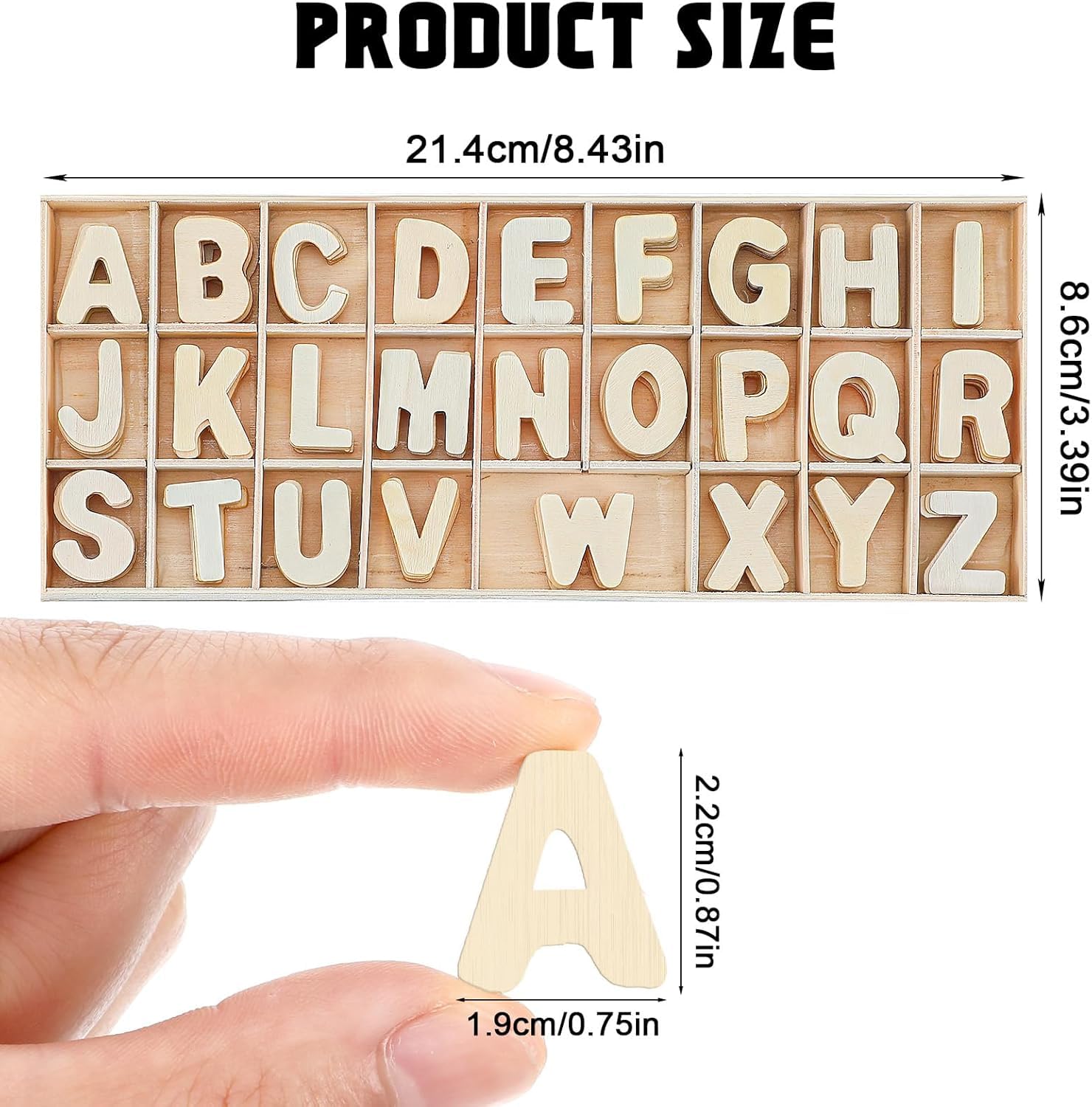 156 Pcs Small Wooden Letters – 3/4-1 Inch Unfinished Wood Alphabet Letters, 6 of Each Capital Letter for DIY Crafts