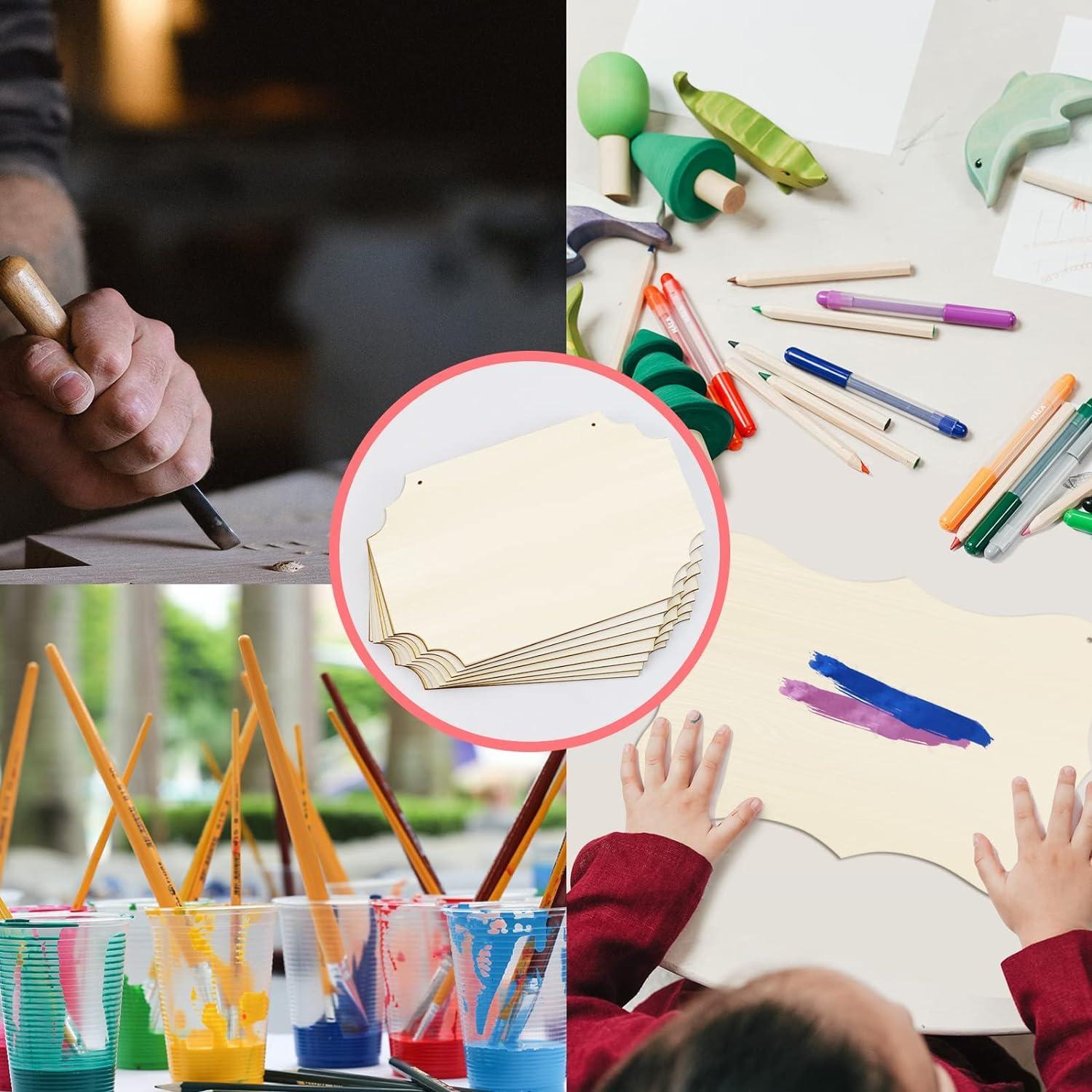 Haoser 15 Pcs Unfinished Wood Sign Blank Wood Blanks Wooden Plaque for Craft Oval Hanging Wood Sign 9 x 6 in Rectangle Shaped Wood Plaque Wood Ornaments Wood Slices for DIY Painting Writing Decoration - Haoser