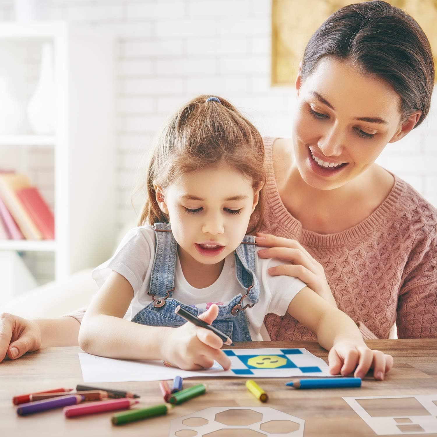 12 Pcs Shape Stencils Set – 9 Inch Chalk Stencils for Kids