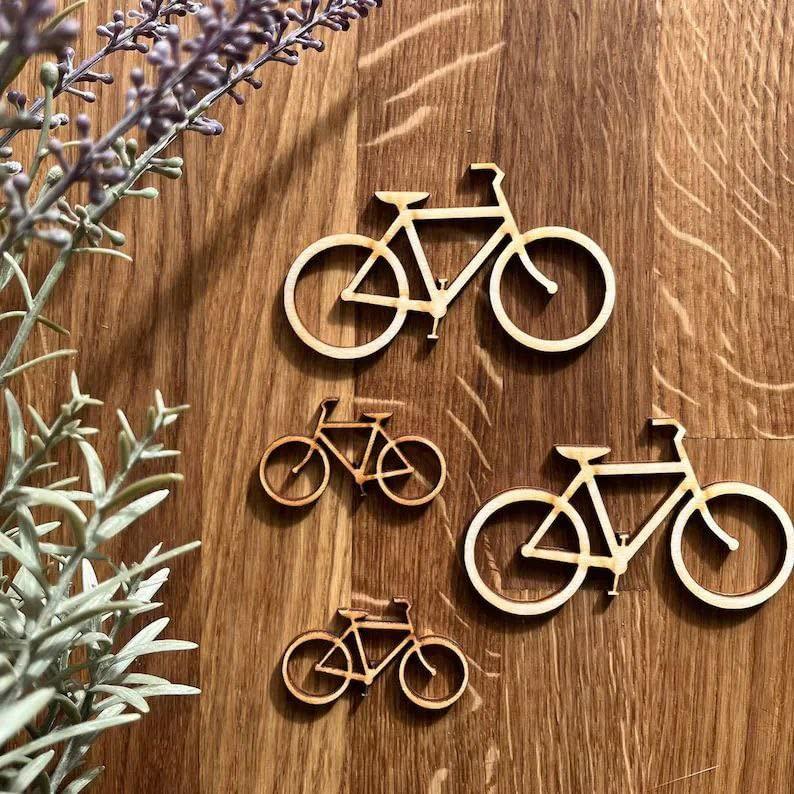 Haoser 10 Pice Wooden Bicycle Ornaments DIY Handmade Bike Cutout , Unfinished Wooden Bicycle Bike Shape - Craft - 5x3inch - Haoser