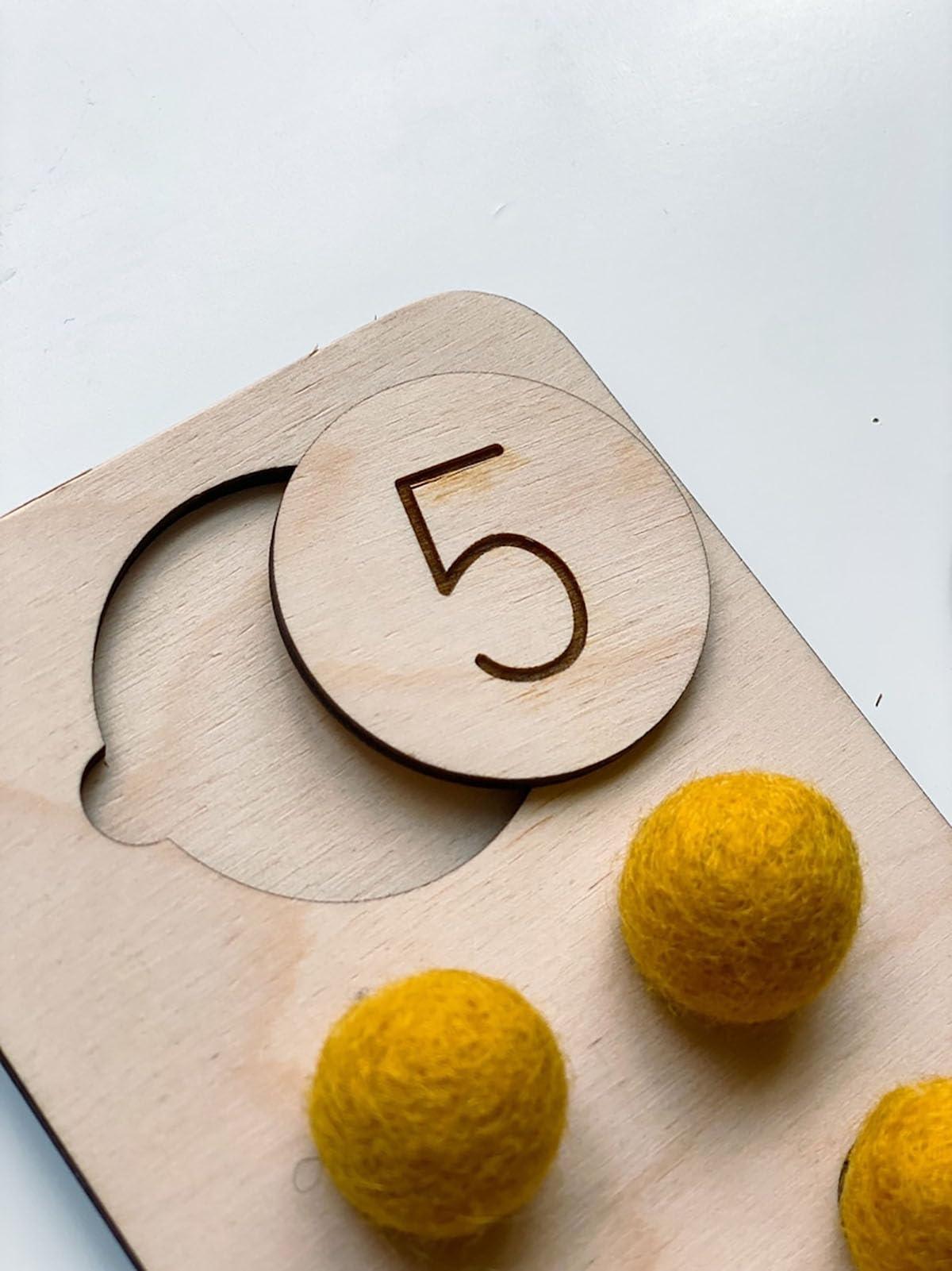 Curious Button Educational Board Games Wooden 1-10 Math Number Courting Board Toy for Kids, Unfinished Wooden Learning Counting Activity Toy for Kids Education - Haoser