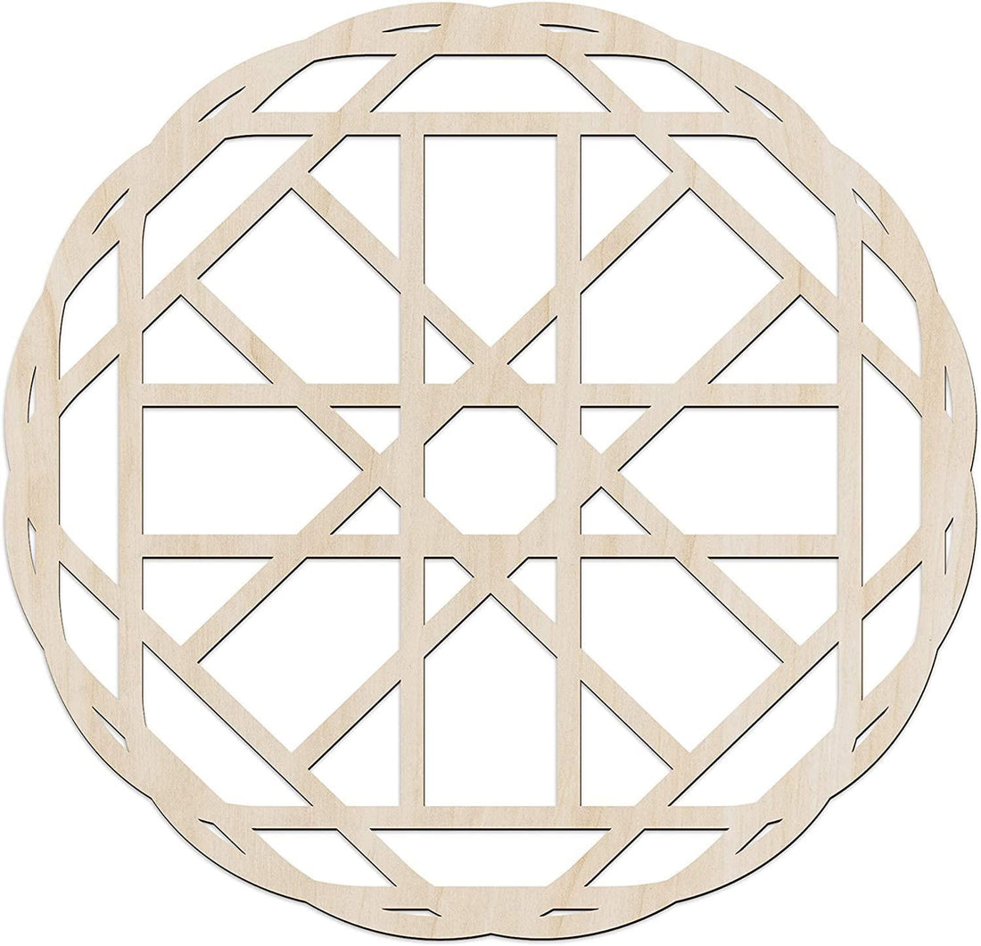 Haoser Mandala Wooden Wall Art, Whirl Look Lattice Abstarct Geometric, Birch Wood Plywood Rustic Wall Art Accent for Hallway Bedroom Living Room Cafes and Offices (Mandala Design-19_30CM) - Haoser
