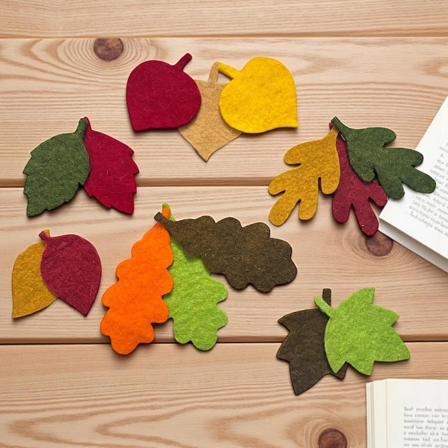 15 Pcs Felt Leaves Die Cuts for DIY Craft & Fall Decoration | Autumn Leaves Craft Shapes