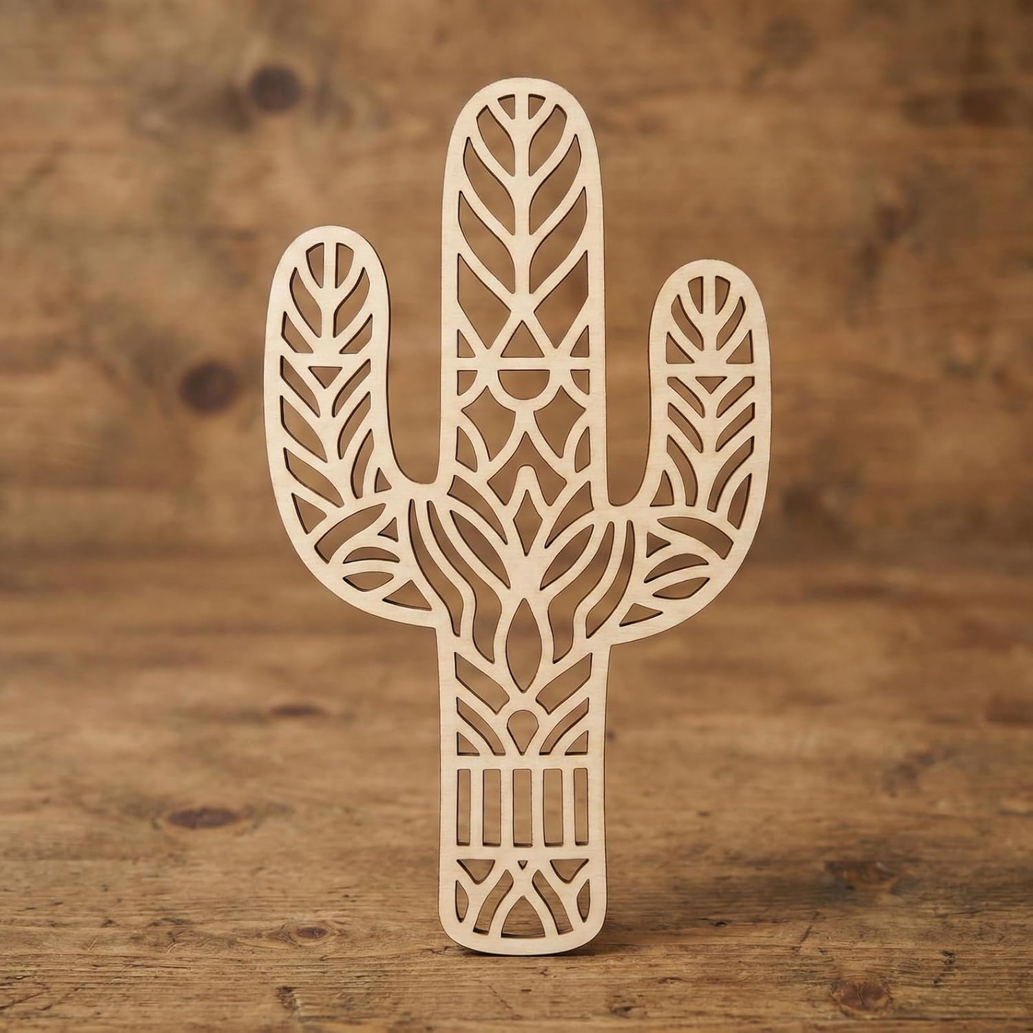 5 Pcs Wooden Cactus Shape Cutouts for DIY Craft | Boho Botanical Cactus