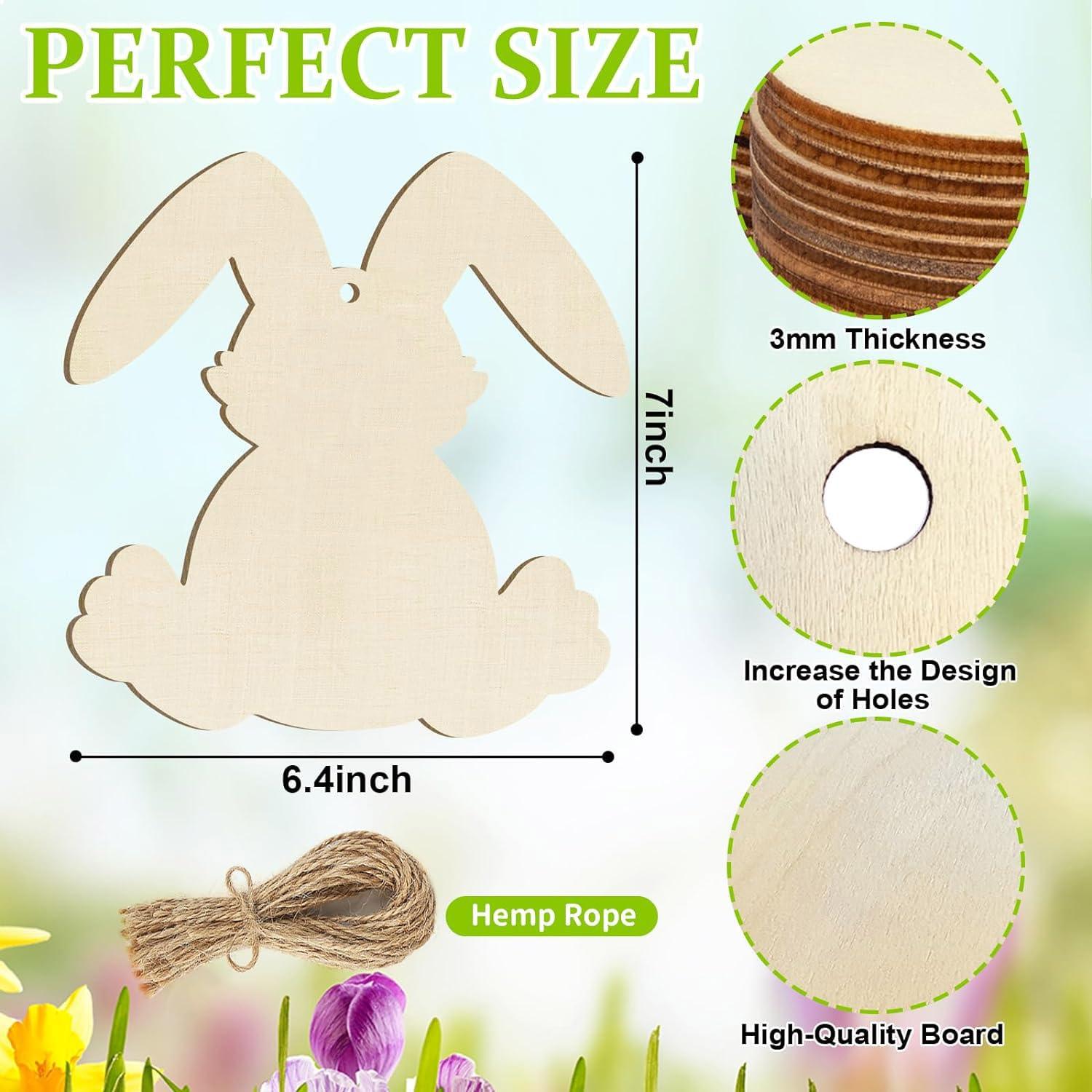 Curious Button 5 Pieces Unfinished Wooden 5Rabbit Style Hanging Ornament for DIY Home Decoration, MDF Cutouts, Perfect Wooden Cutouts for Home Decor, Charming Wooden Hanging Ornaments (7x6.4IN) - Haoser