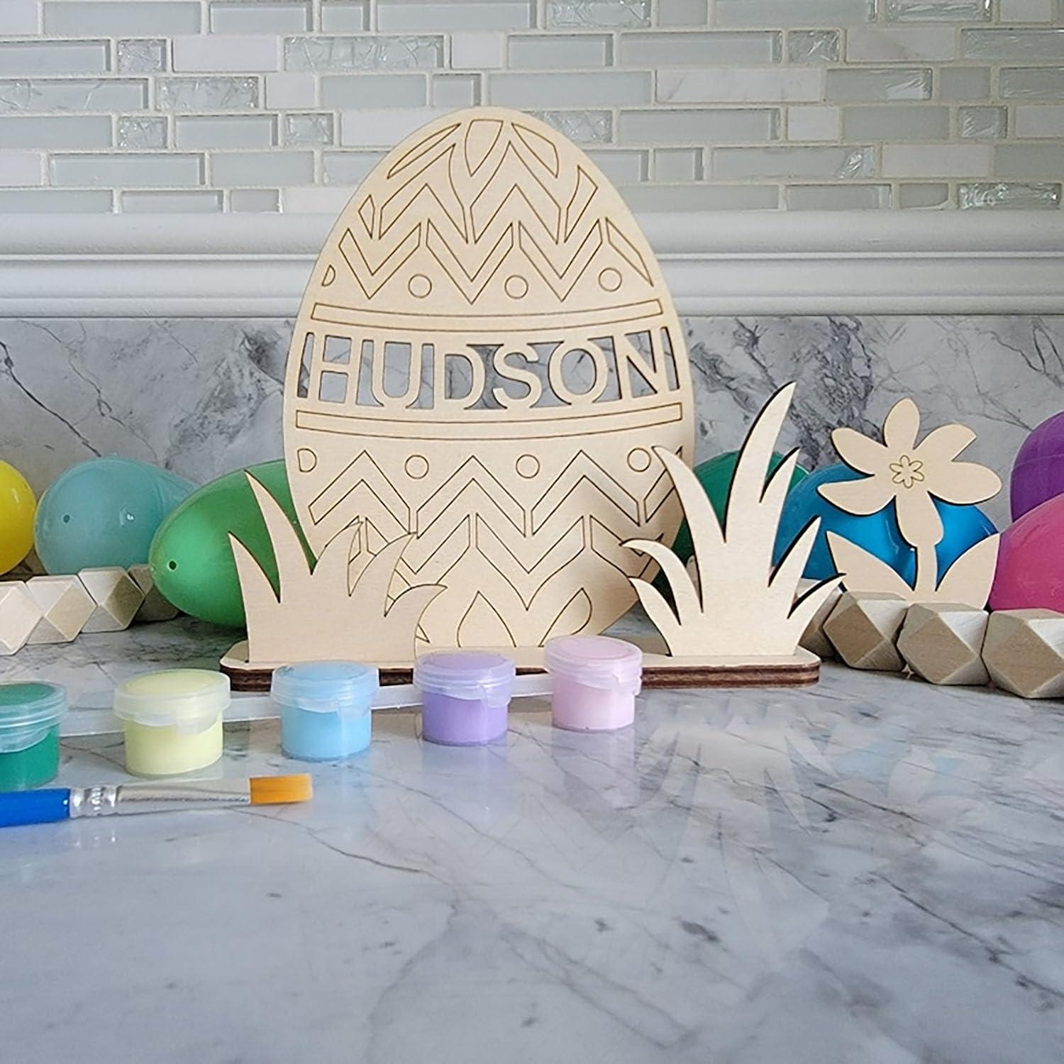 Curious Button Unfinished Wooden Wedding Hashtag Sign with Customized Text Name in Egg Shape, Perfect for Personalization, DIY Craft Home Decor, Gift (15cm) - Haoser