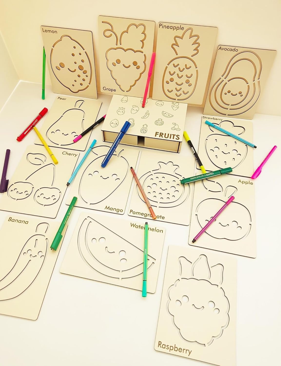 Pack of 13 Fruit Shape MDF DIY Art & Craft Base Boards | Kids Painting Craft Kit