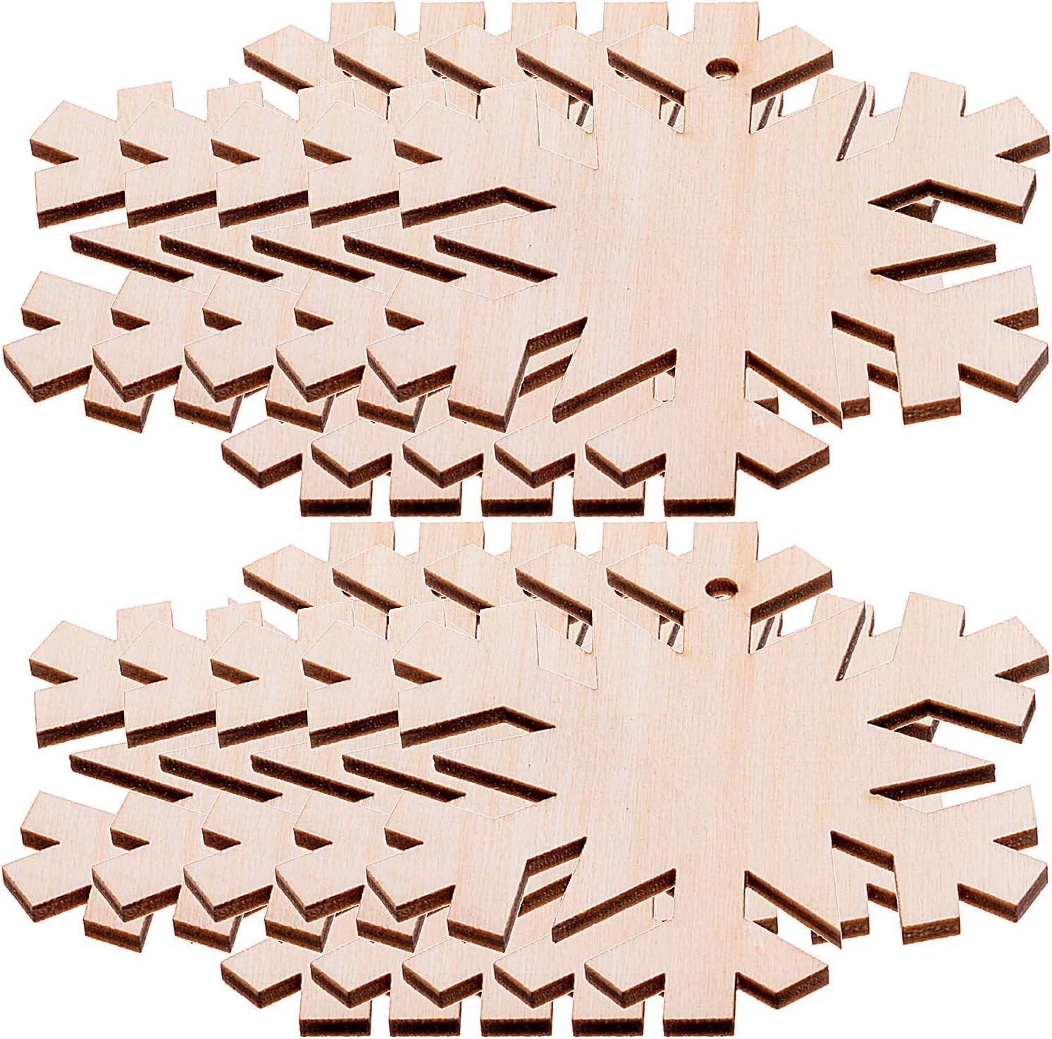 Haoser MDF Decorative Hanging orgnaments for chirtmas Craft, Unfinished Wood Cutouts Christmas Decoration DIY Crafts Wooden Christmas Tree MDF Christmas Ornaments - Haoser