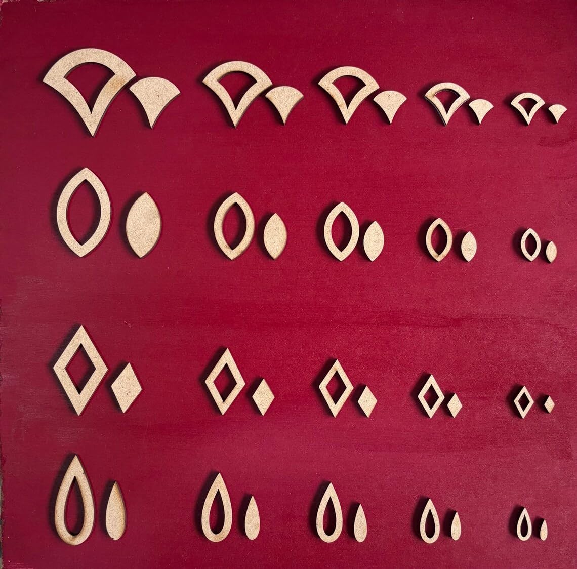 Mandala Art Stencils with 80 MDF Cutouts 8 Geometric Shapes for Dot Painting, Drawing & Craft 40 Inner + 40 Outer Templates