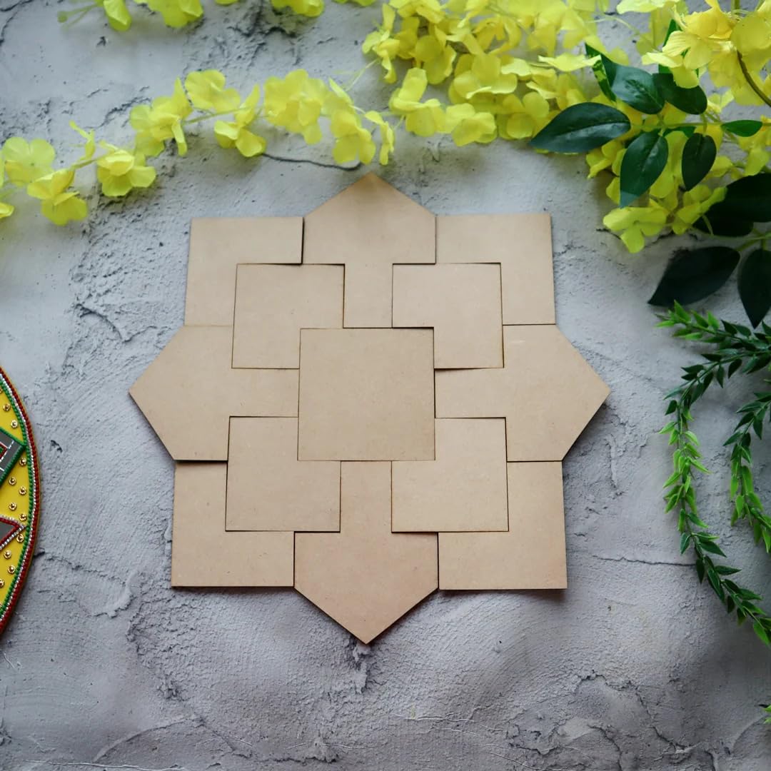Wooden MDF Rangoli 10x10 Inch | DIY Base for Diwali Decoration & Mandala Art | Unfinished Craft Board | MDF Rangoli for Painting