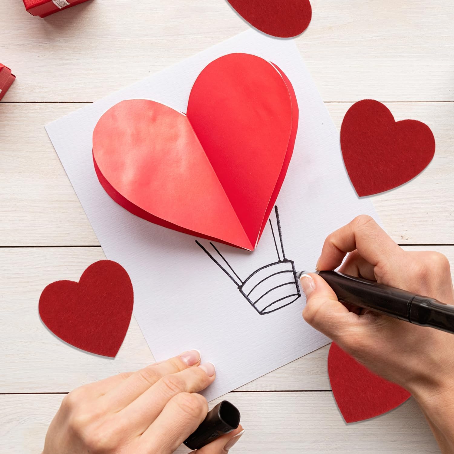 50 Pcs Felt Heart Cutouts – 2 Inch Valentine’s Day Decorations for Crafts