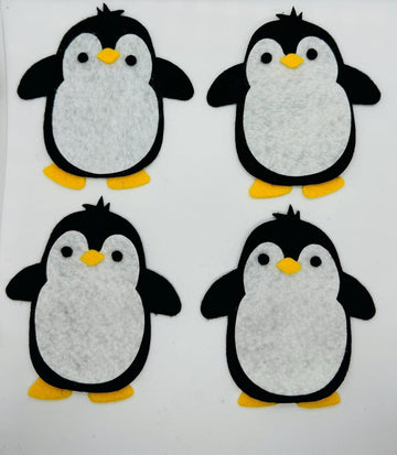 4 Pcs Felt Penguin Cutouts (4 x 3.14 Inch) | DIY Craft Shapes for Kids