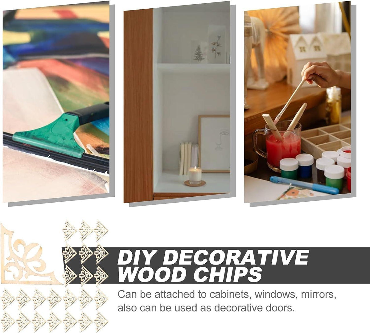 Haoser 20 pcs Unfinished Wood Crafts Carved Corner Onlays Unpainted Applique Furniture Door Decor - Haoser
