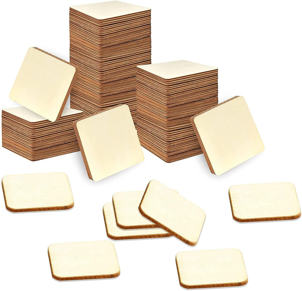 Haoser 100 Pcs Unfinished MDF Boards for Art & Craft 1.5 Inch Square Cutouts with Round Corners | MDF Sheets for DIY Projects MDF Boards for Art and Craft 1.5 inch - Haoser