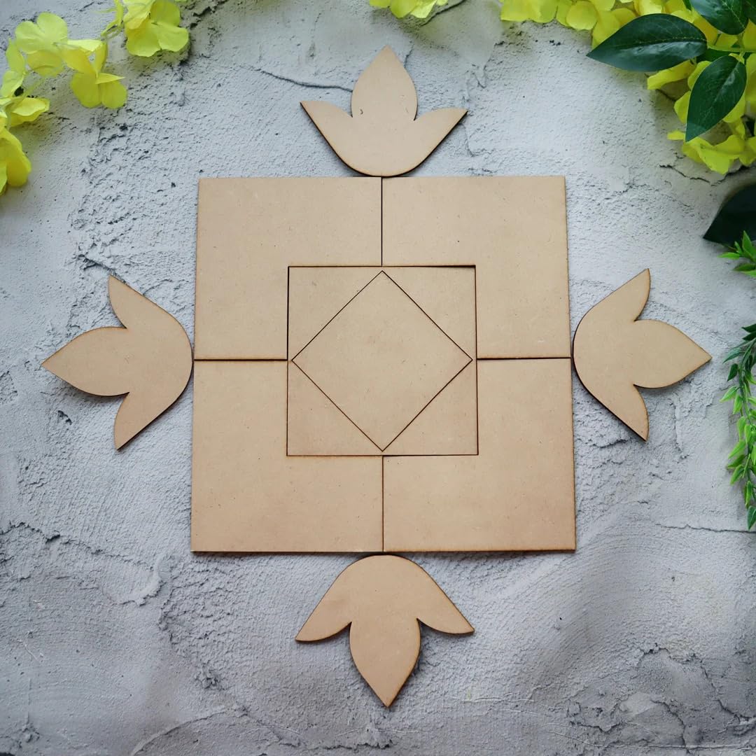 Wooden MDF Rangoli 10x10 Inch | DIY Base for Diwali Decoration & Mandala Art | Unfinished Craft Board | MDF Rangoli for Painting
