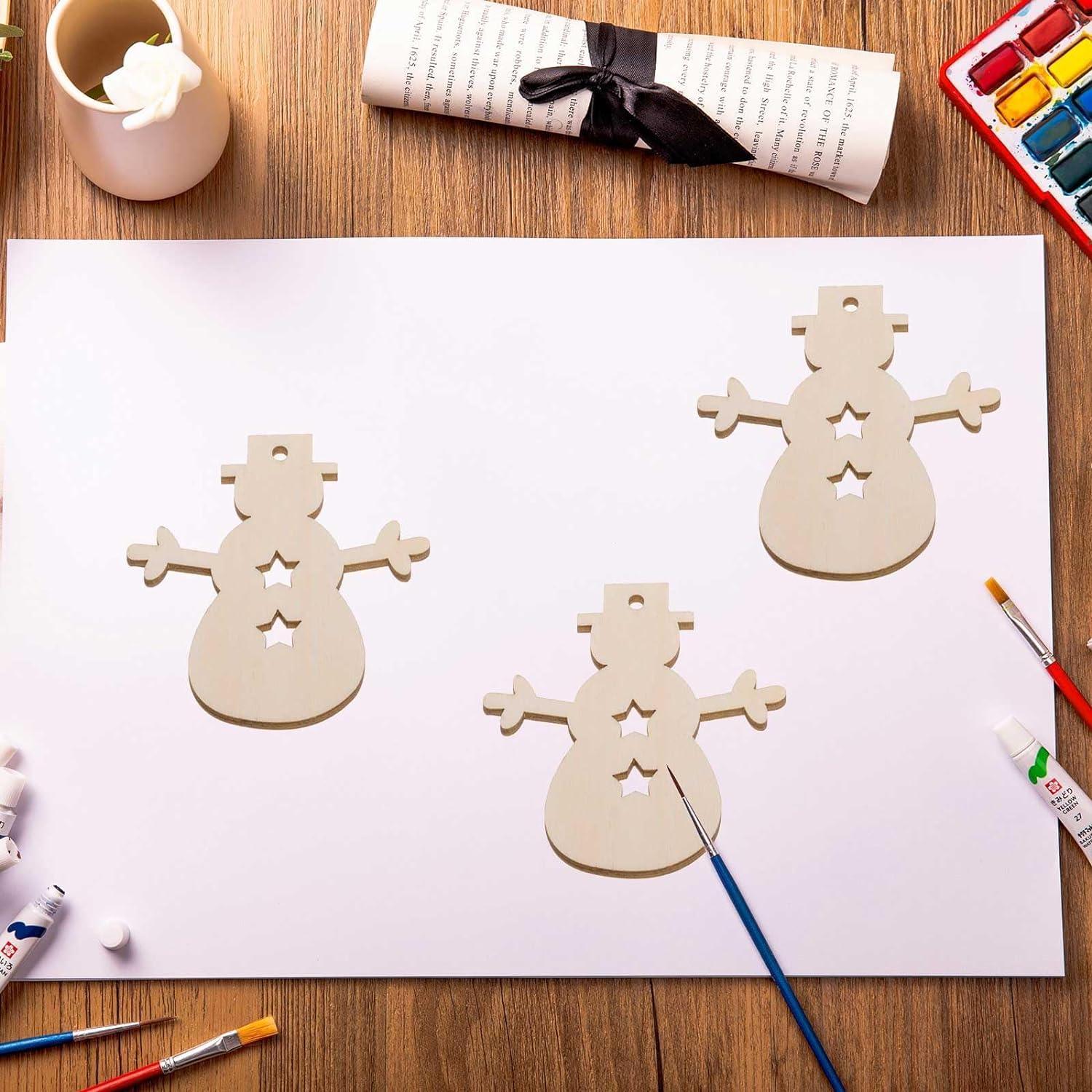 Haoser MDF Decorative Hanging orgnaments for chirtmas Craft, Unfinished Wood Cutouts Christmas Decoration DIY Crafts Wooden Christmas Tree MDF Christmas Ornaments - Haoser