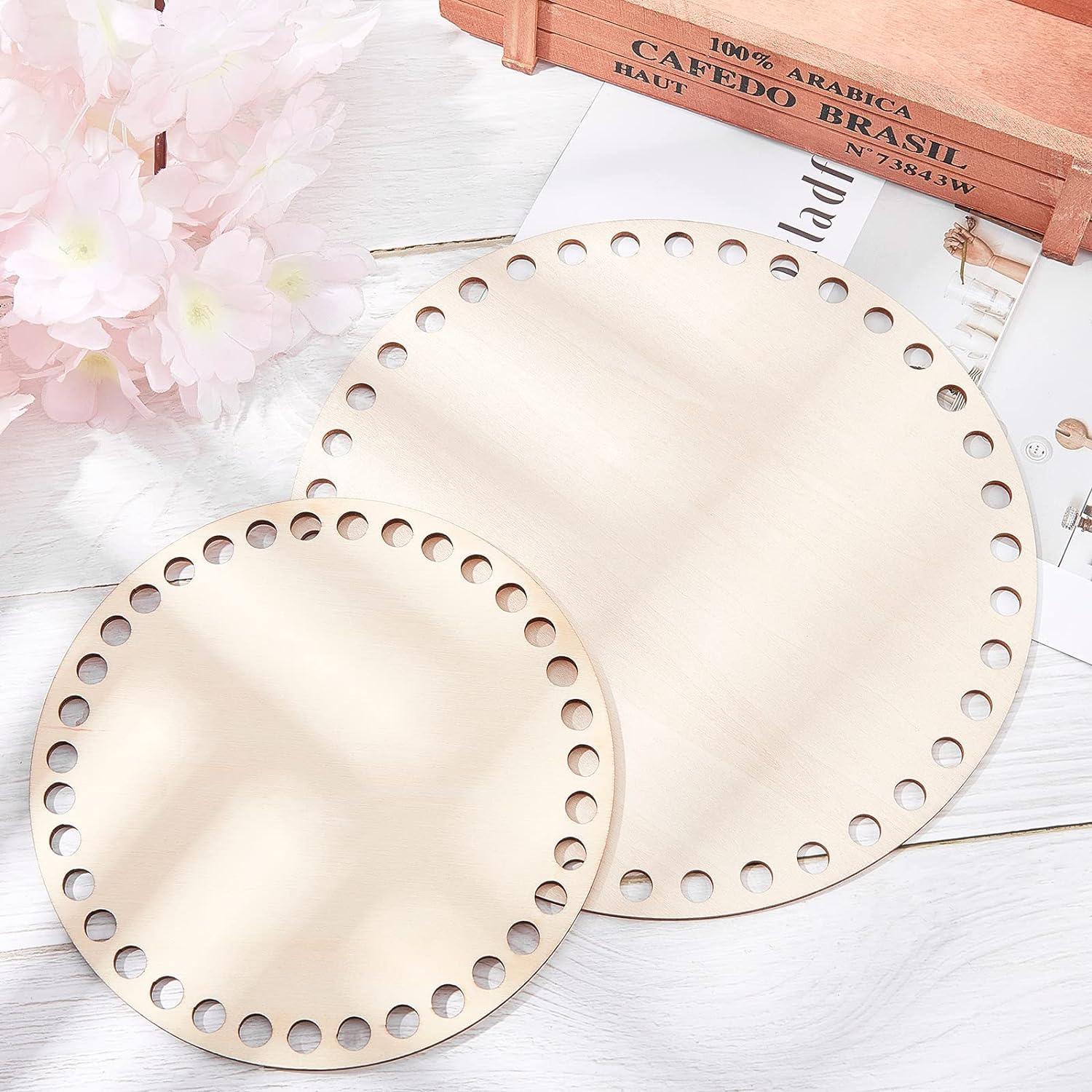Haoser 2 Sizes Natural Wooden Basket Bottom, 7.8 5.9 Inch Circle Blank Crochet Basket Wood Base for DIY Basket Weaving Supplies Craft Making Home Decoration, Crochet Basket Wood Base. - Haoser