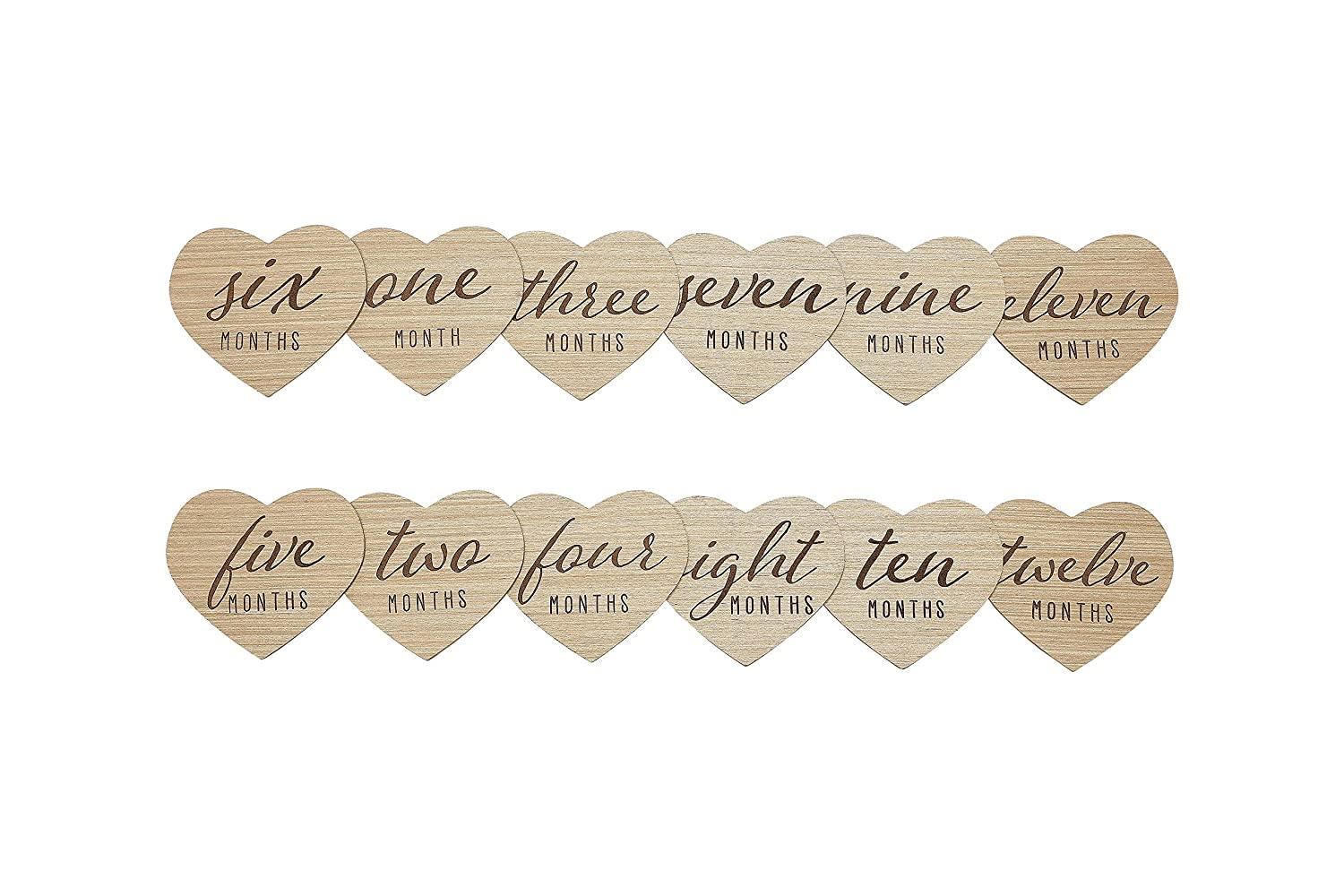 Haoser Pack of 13 Pieces Baby Milestone Cards, Wood Milestone Cards, Pregnancy, Baby Shower Gift, New Baby Gift Pack - Haoser