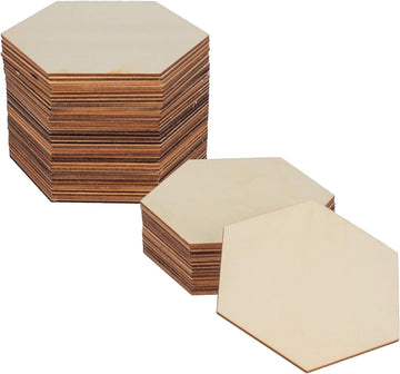 Haoser Hexagon MDF Pine Wood 2 inch -2.5 mm Thick Wood Hexagons for Crafts, Unfinished Wooden Hexagon Cutouts, Hexagon Wood Slices Board for Resin Art, Mandala Art, Pyrography, Painting - Haoser