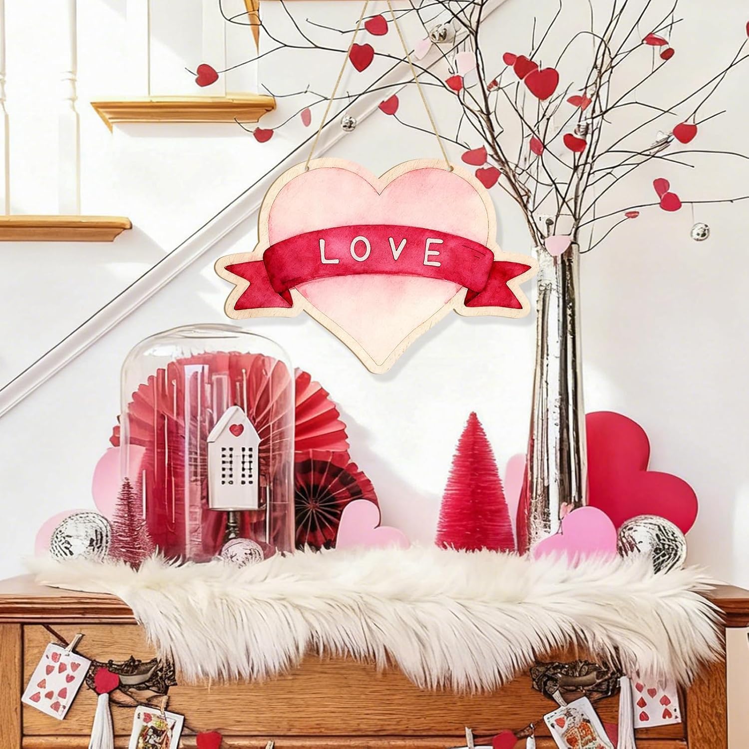 3 PCS Wooden Heart Ornaments to Paint, Valentine's Day Happy Mothers Day DIY Blank Unfinished Wreaths