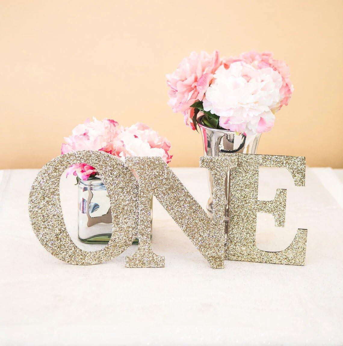 Haoser ONE Sign First Birthday Sign in Glitter - Wooden ONE Letters