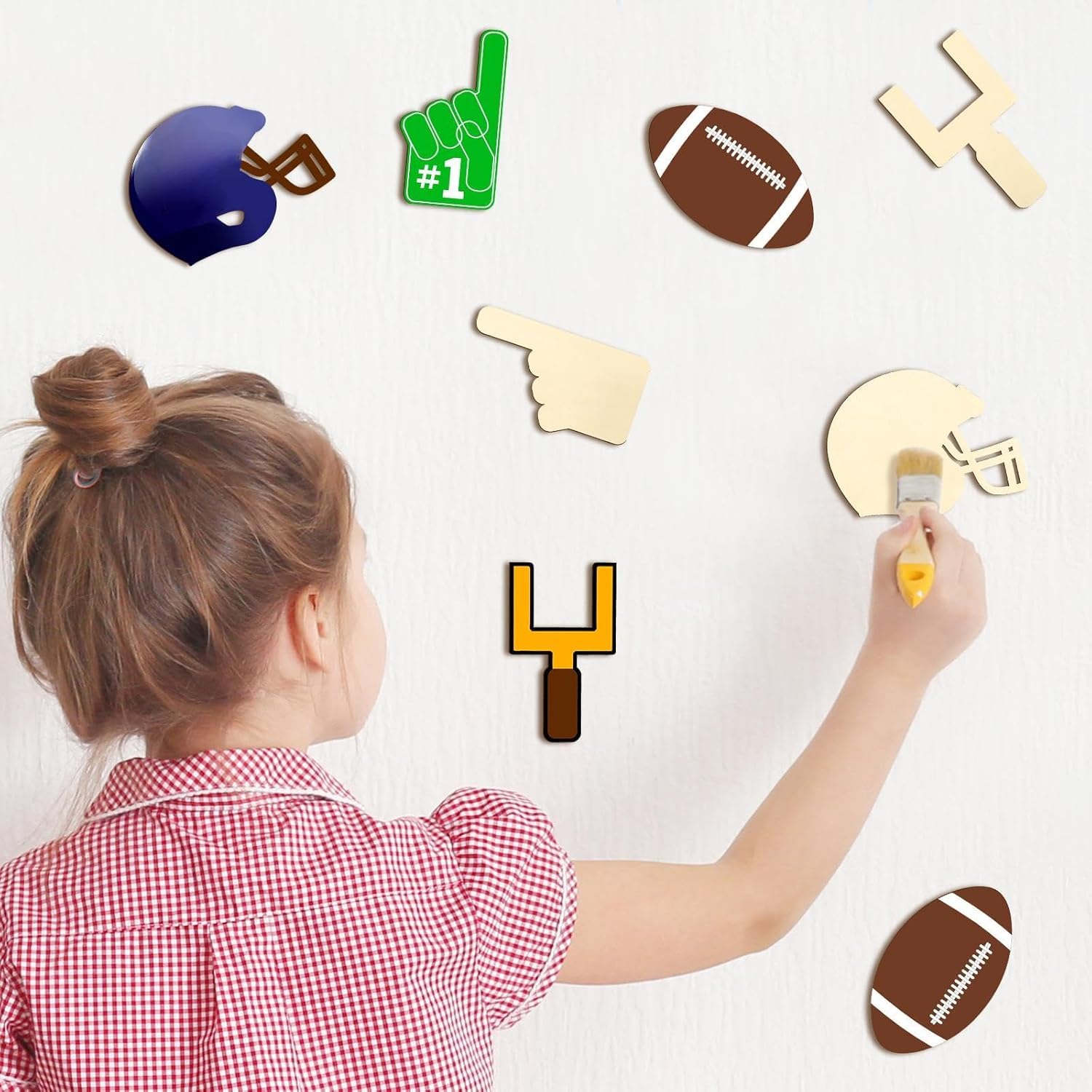 12 Pcs Football Helmet Wooden Cutouts for DIY Craft | Unfinished Wooden Shapes