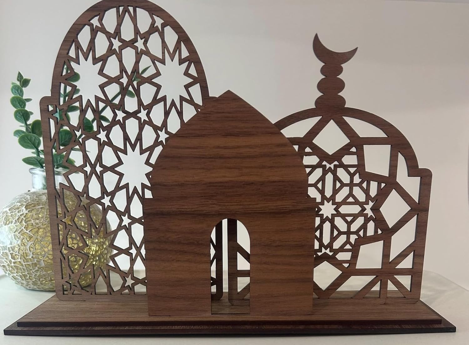 Wooden Mosque Design Table Decoration Set | Islamic Home Decor | Ramadan & Eid Decoration