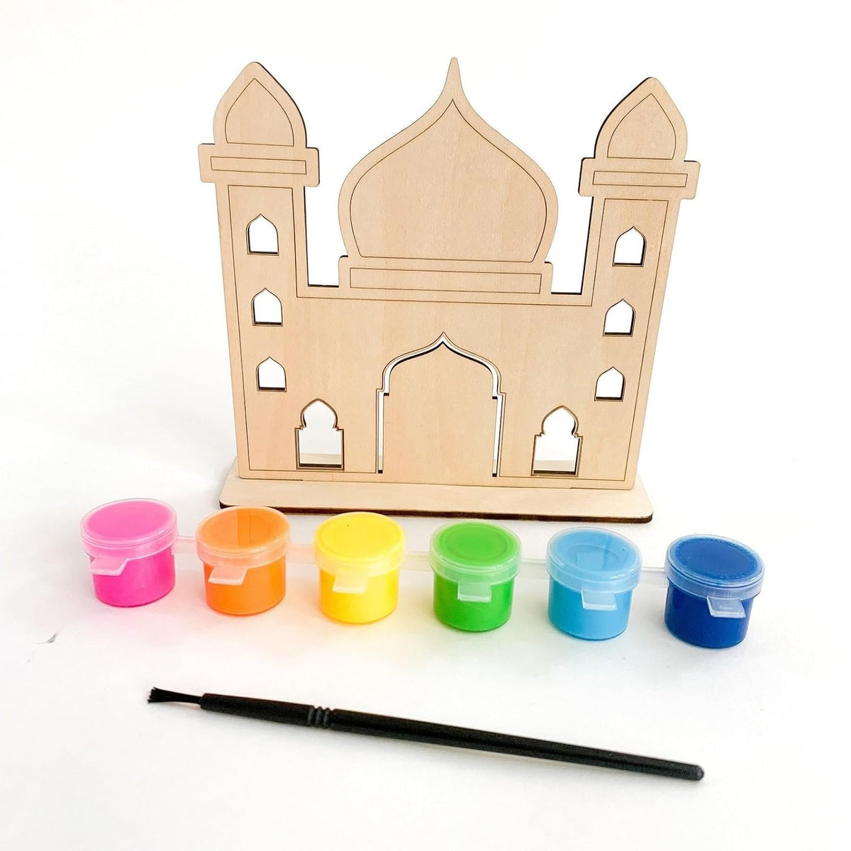 Ramadan & Eid Islamic Activity for Kids | Ramadan Wooden Decoration Mosque Wood Puzzle Craft Set with Paints | Eid & Ramadan Gift