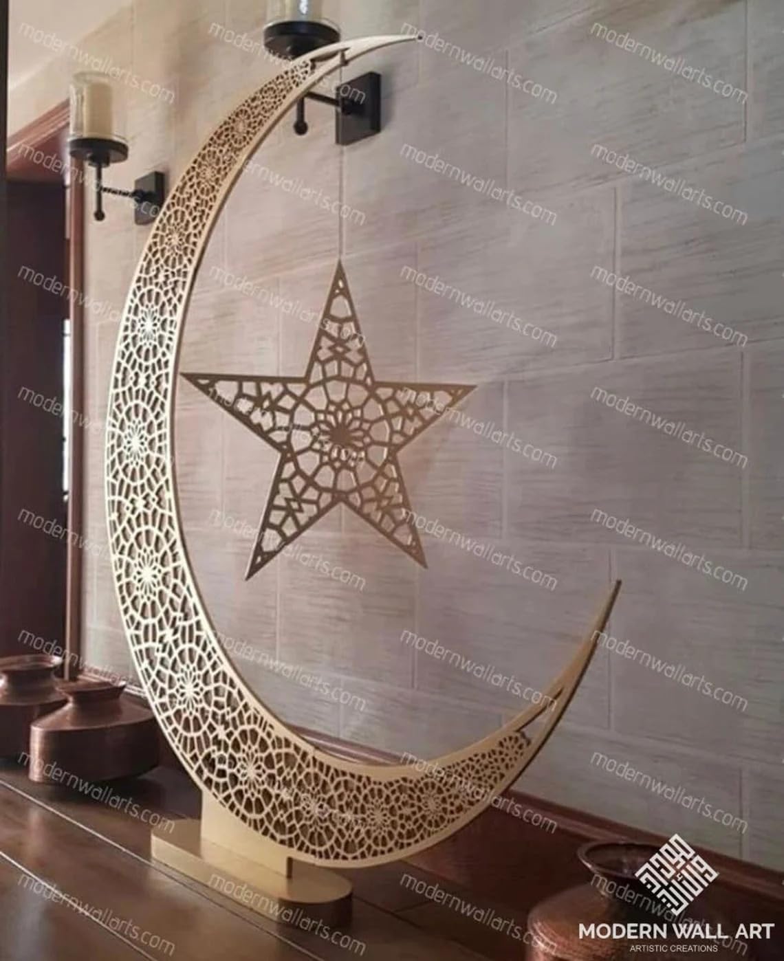 Haoser Eid Decor Ramadan Moon Wooden Sign (12 Inch)