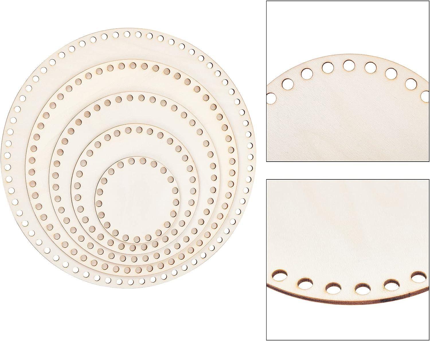 Haoser 5 PCS Wooden Crochet Bag Bottom, Circle Wooden Basket Bottom Wooden Base Shaper Blank Crochet Base for DIY Basket Craft Weaving Making Supplies - Haoser