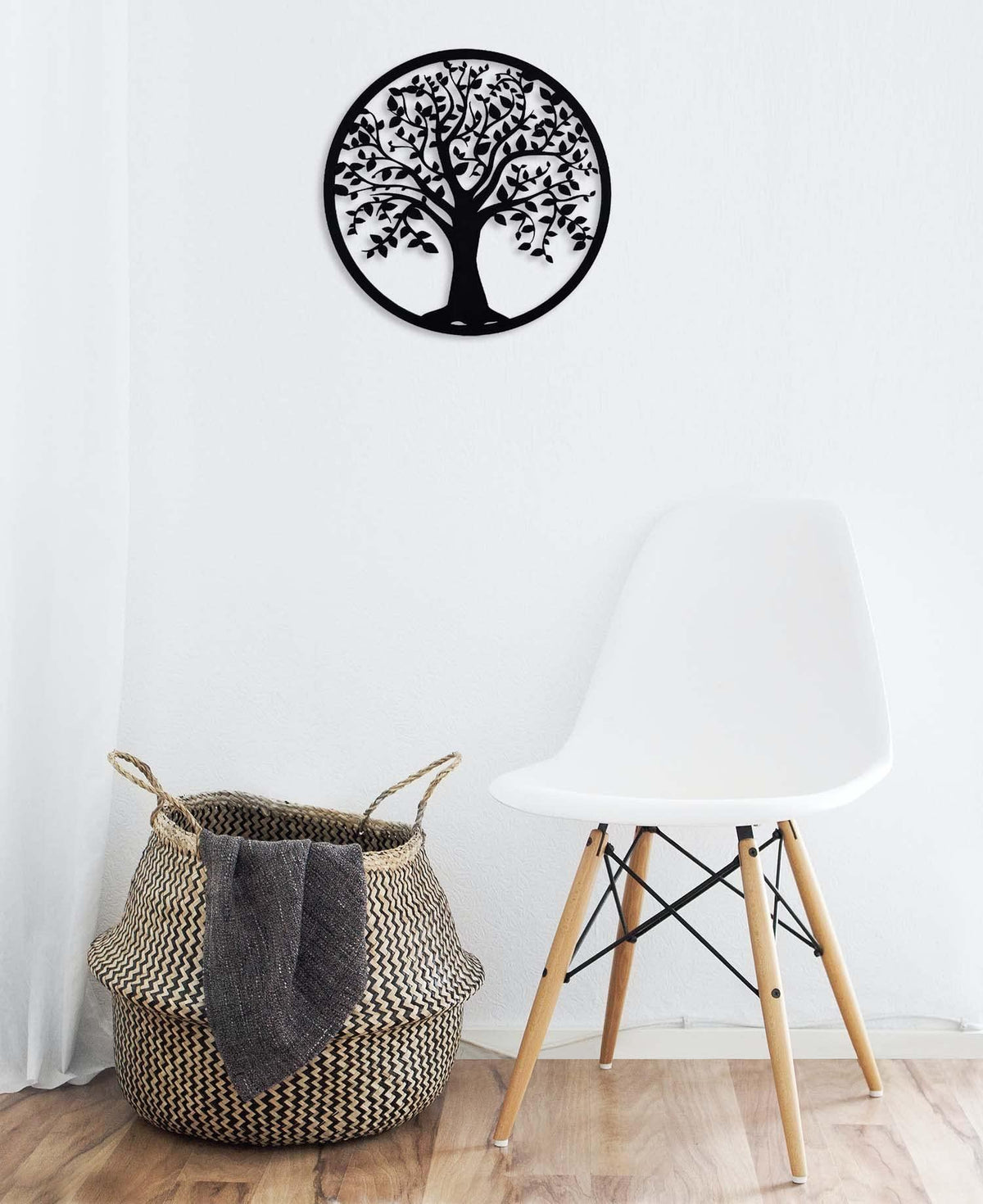 Haoser Wall Art Circle Panel 12x12 Inches, Wall Decor, Living Room Art, Wood Art, Wall Hangings, Wall Decor Bedroom, Framed Wall Art (H-PM3-TREE-CRCL-PNL_12IN) - Haoser
